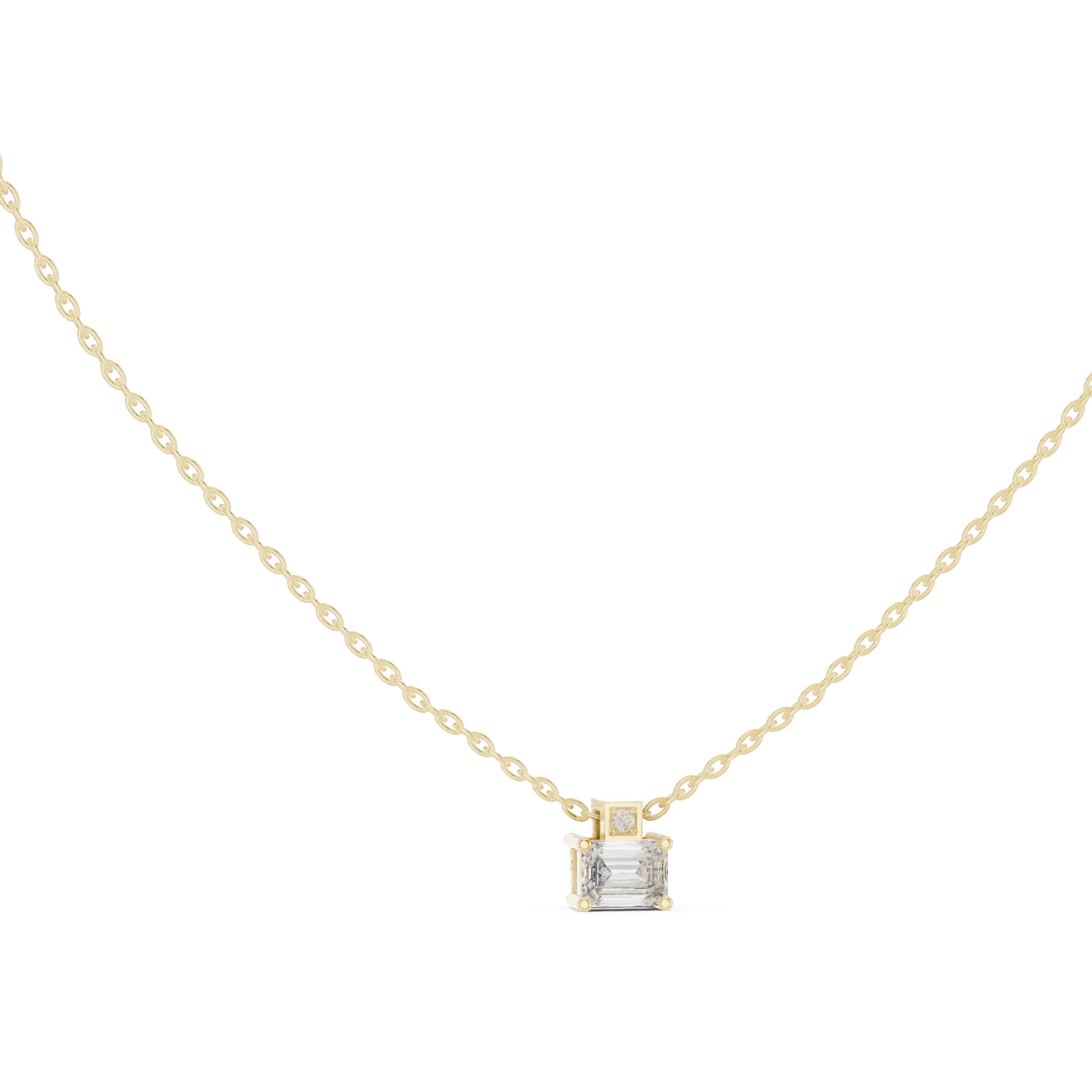 Gold Solitaire Emerald Round Lab Grown Diamond Arlo Pendant