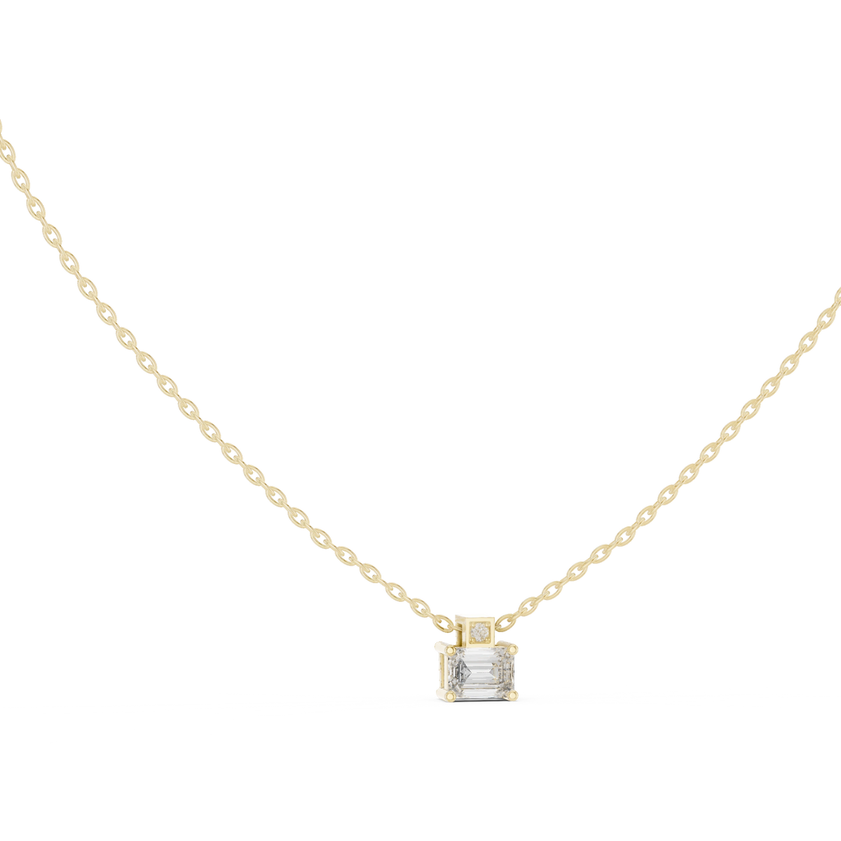 Gold Solitaire Emerald Round Lab Grown Diamond Arlo Pendant