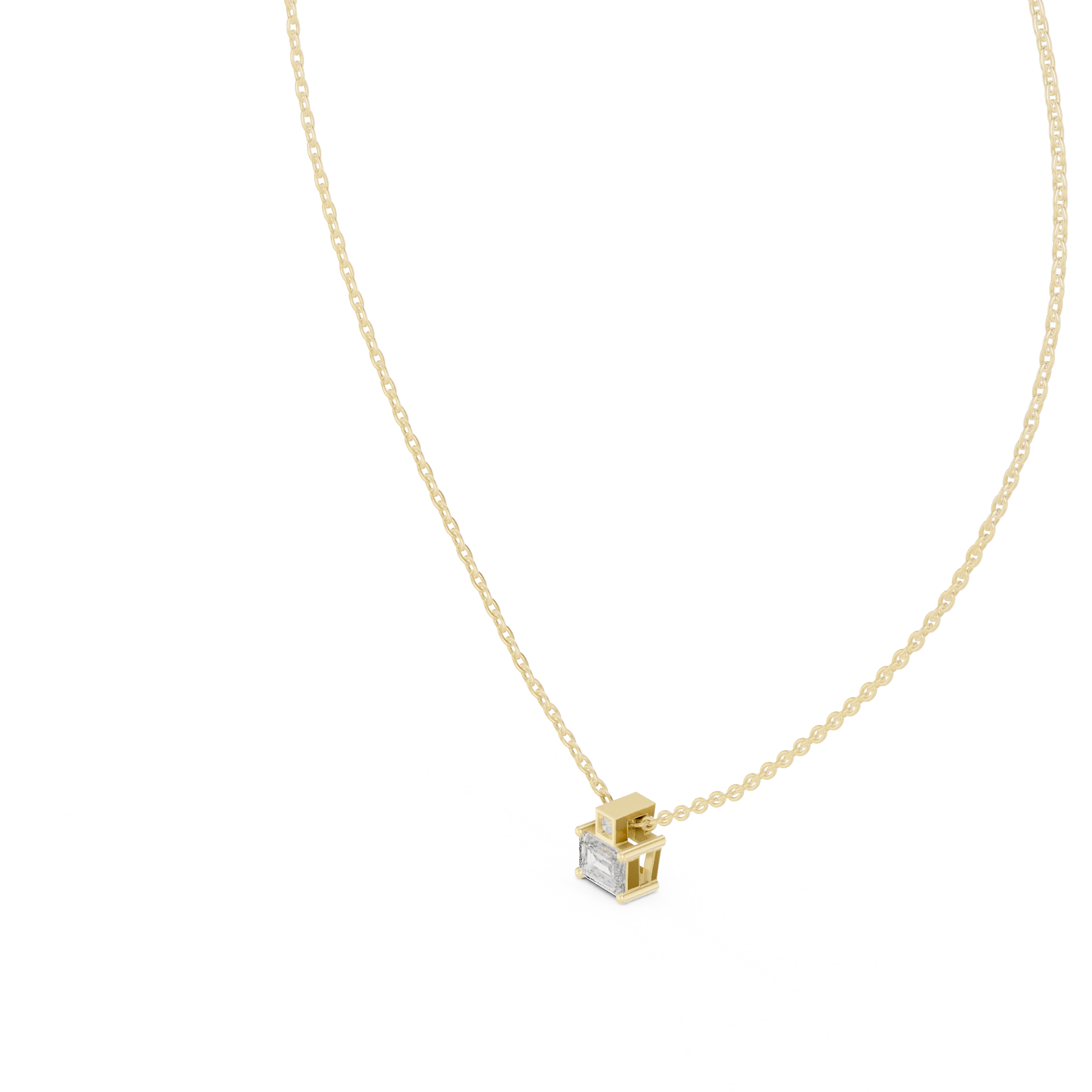 Gold Solitaire Emerald Round Lab Grown Diamond Arlo Pendant