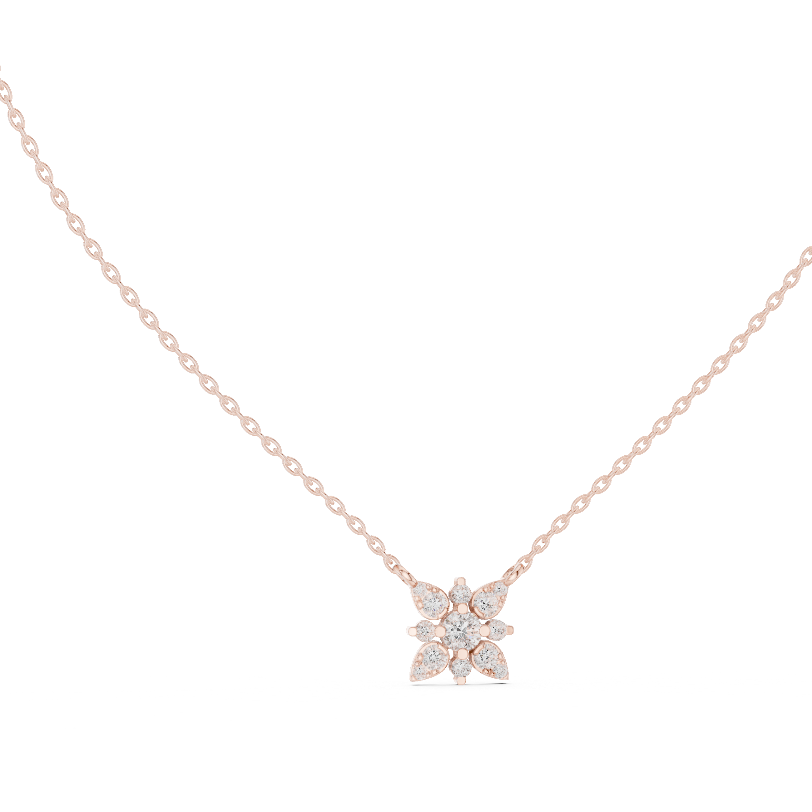 Gold Floral Round Lab Grown Diamond Elyxe Pendant