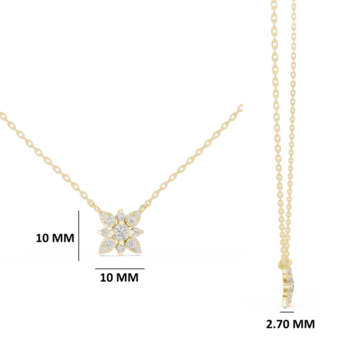 Gold Floral Round Lab Grown Diamond Elyxe Pendant