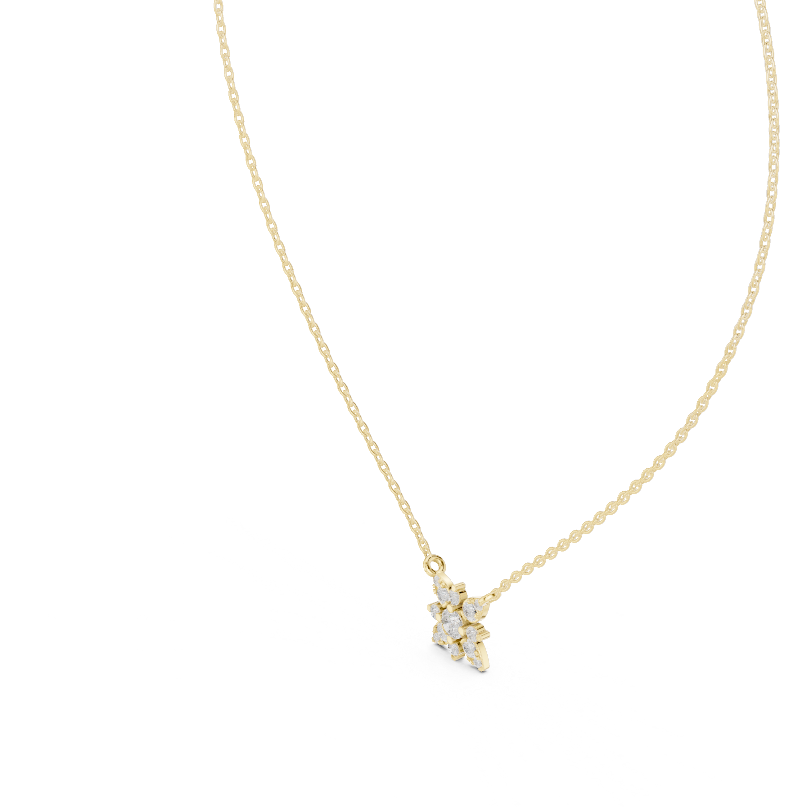 Gold Floral Round Lab Grown Diamond Elyxe Pendant