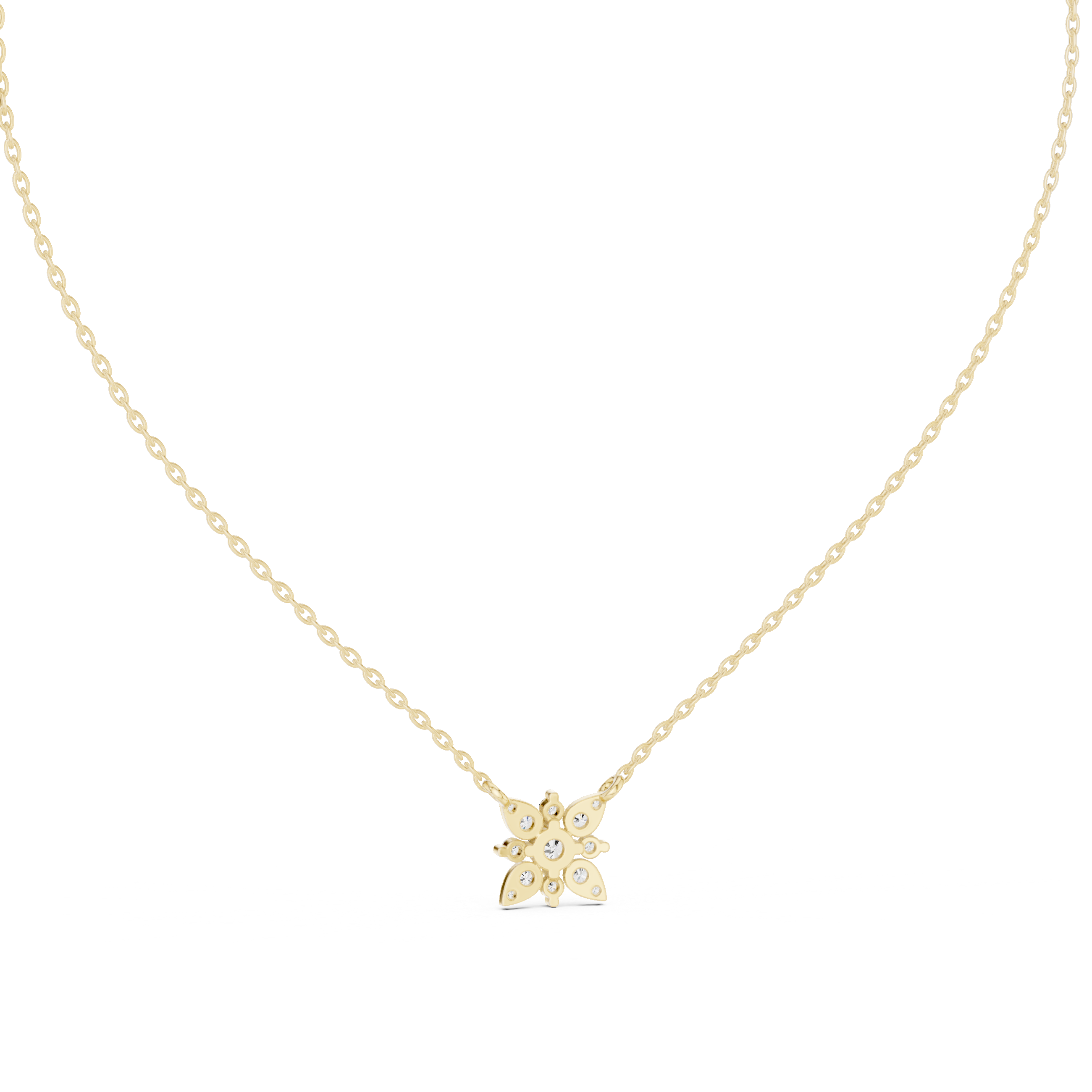 Gold Floral Round Lab Grown Diamond Elyxe Pendant