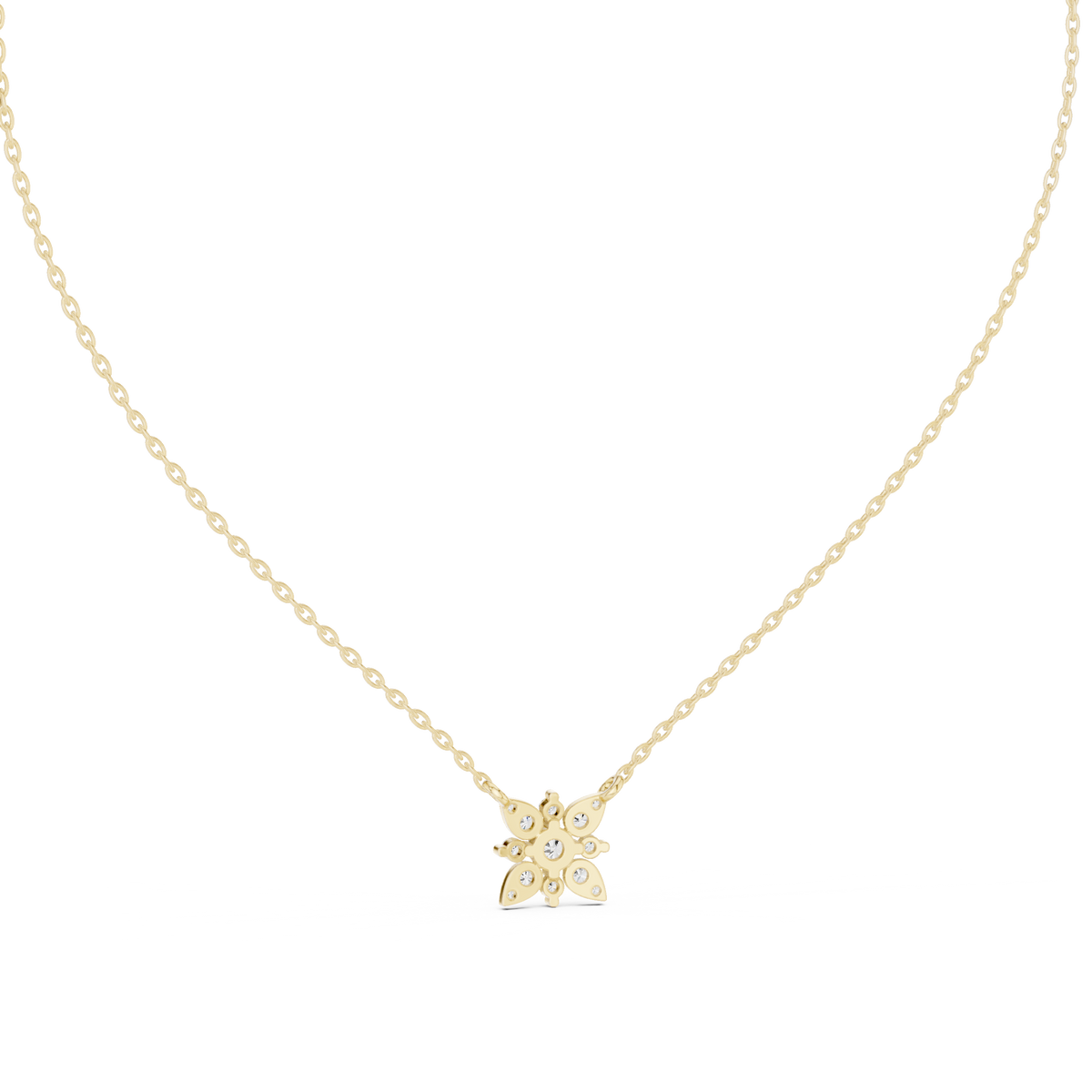 Gold Floral Round Lab Grown Diamond Elyxe Pendant
