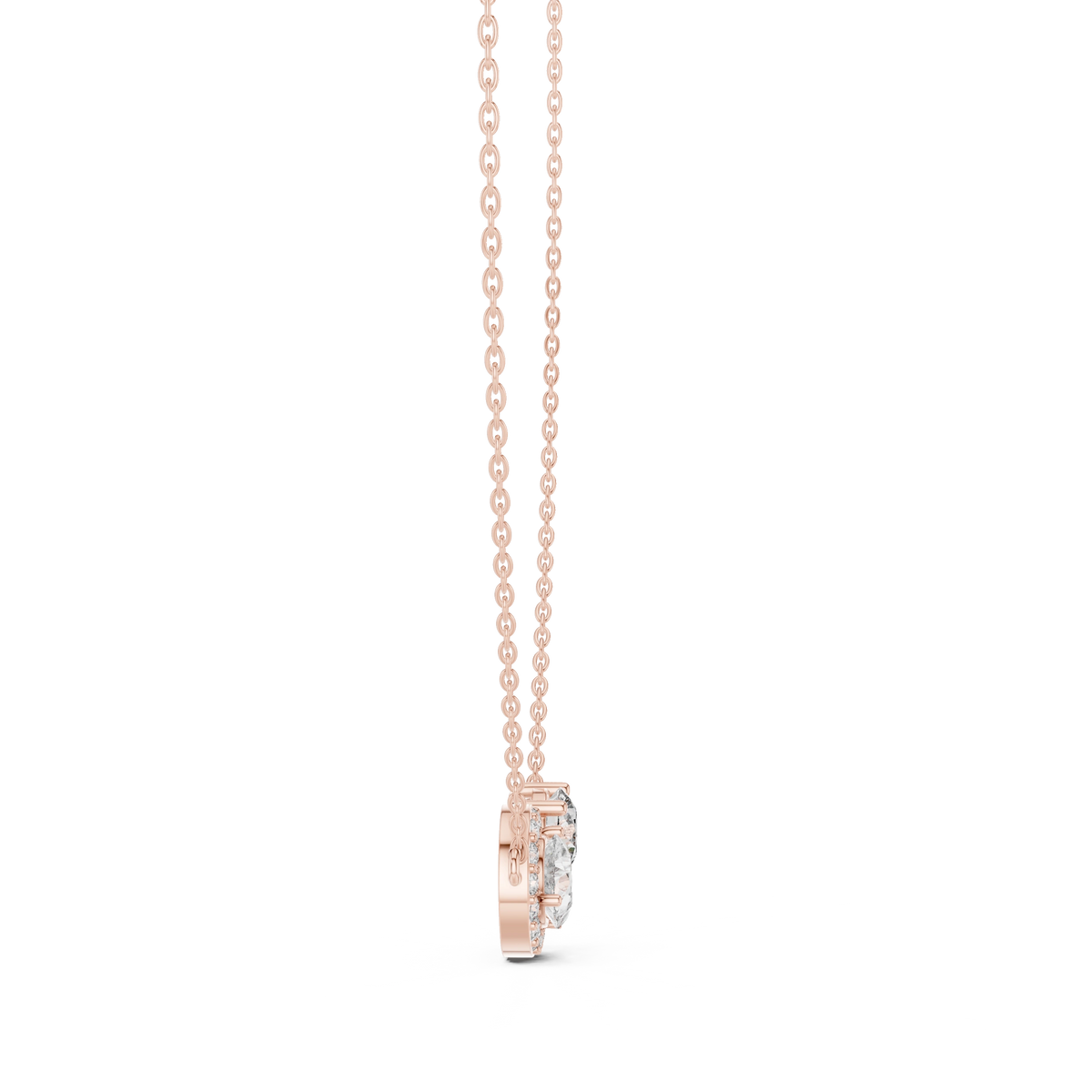 Gold 1Ct Halo Dualstone Pear Round Lab Grown Diamond Cole Pendant