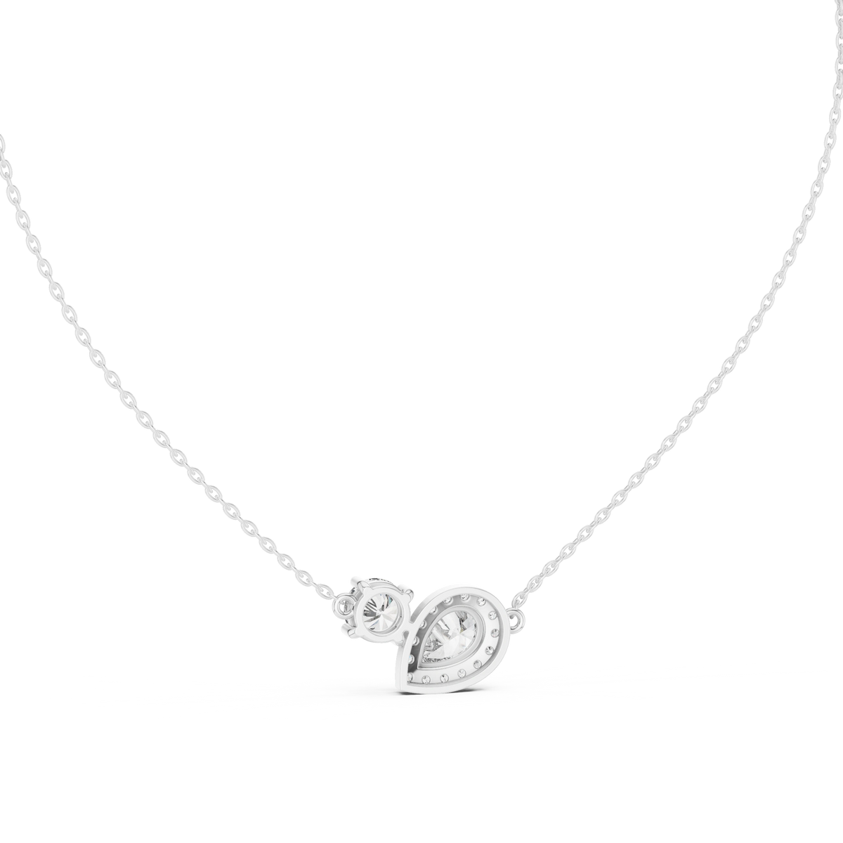 Gold 1Ct Halo Dualstone Pear Round Lab Grown Diamond Cole Pendant