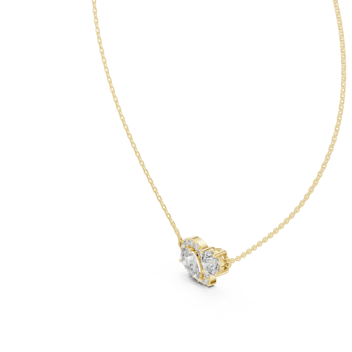 Gold 1Ct Halo Dualstone Pear Round Lab Grown Diamond Cole Pendant