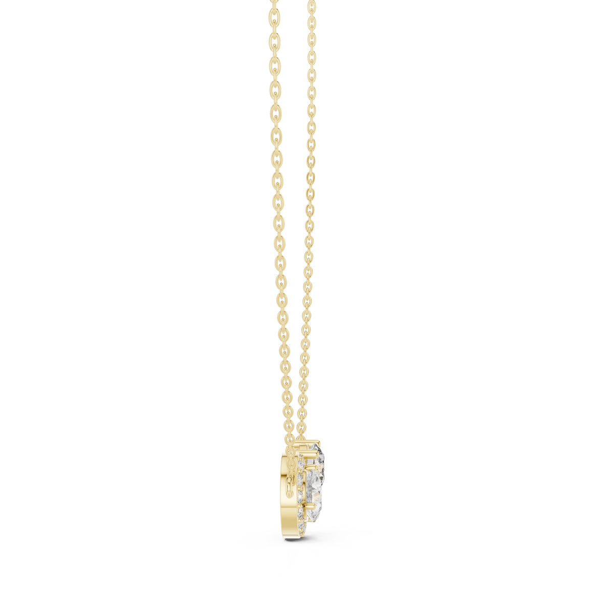 Gold 1Ct Halo Dualstone Pear Round Lab Grown Diamond Cole Pendant