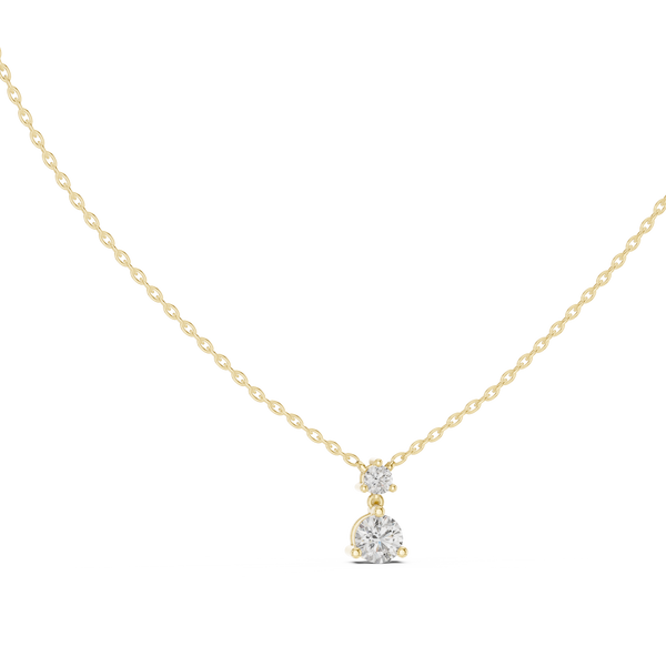 yellow gold necklace featuring lab grown diamonds in an elegant minimal drop pendant design