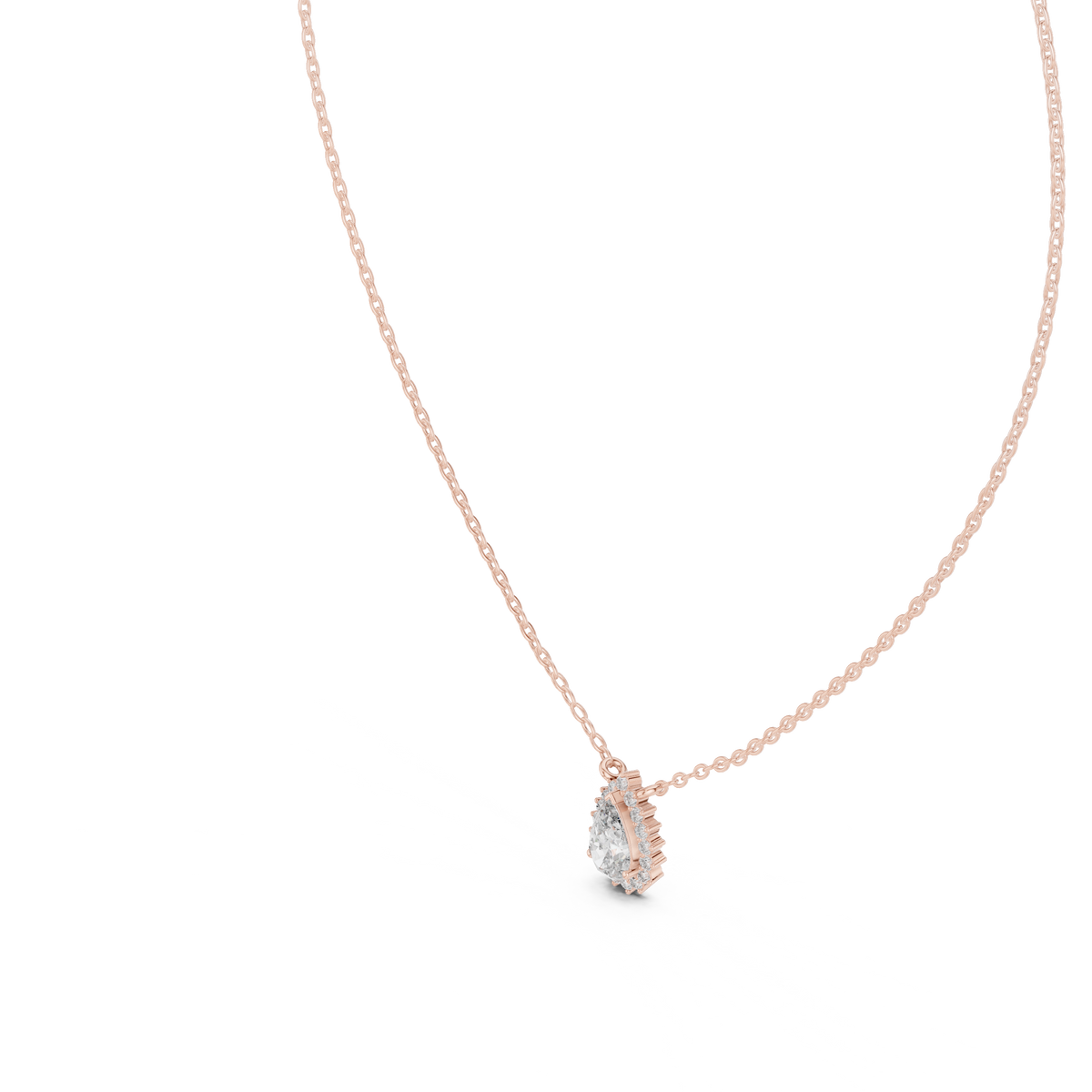 Gold 1Ct Halo Pear Lab Grown Diamond Ovixa Pendant