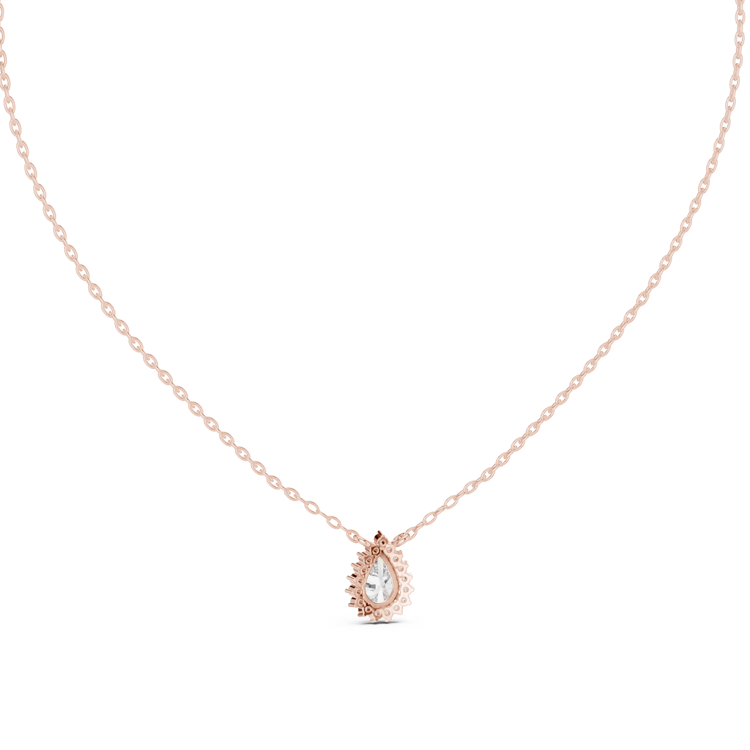 Gold 1Ct Halo Pear Lab Grown Diamond Ovixa Pendant