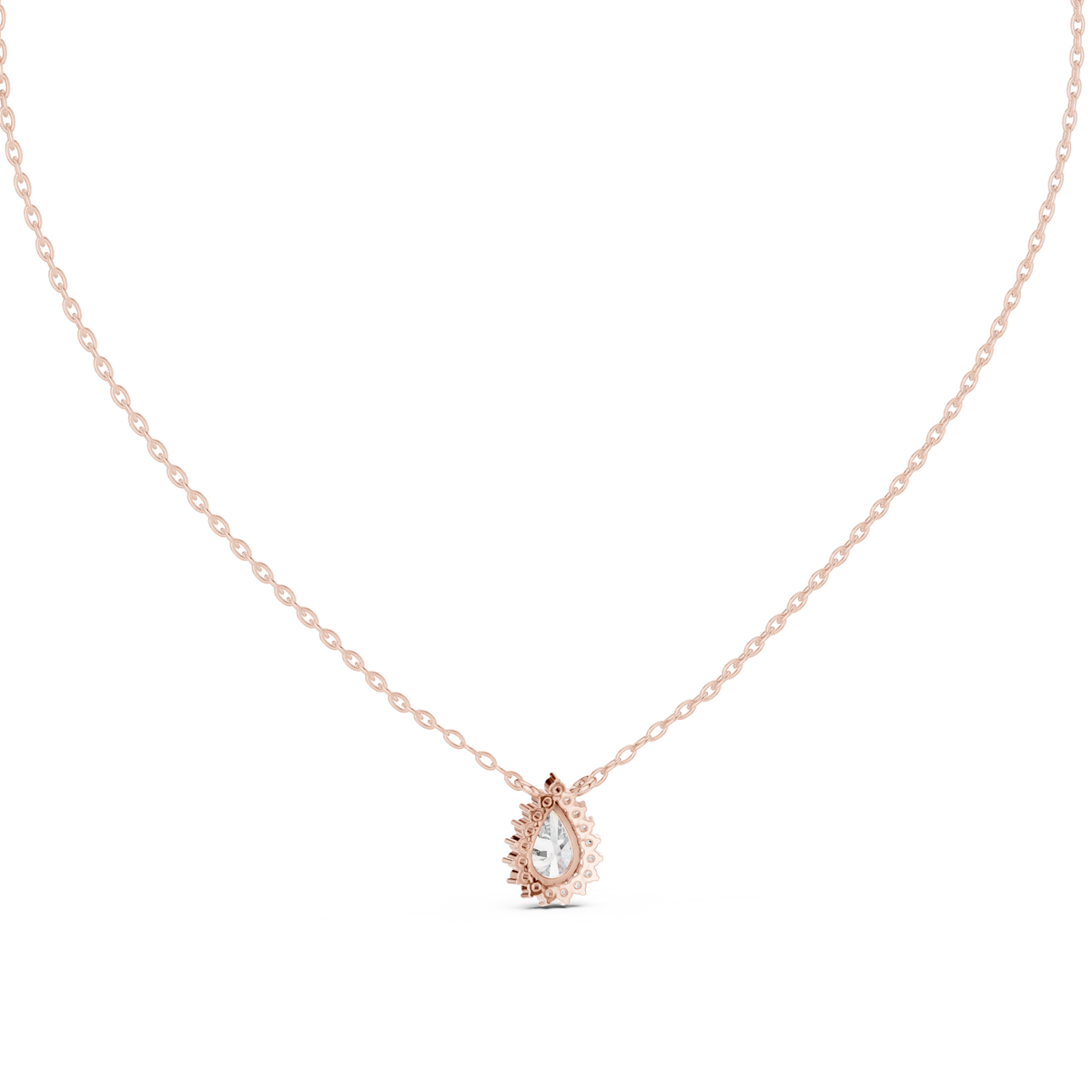 Gold 1Ct Halo Pear Lab Grown Diamond Ovixa Pendant