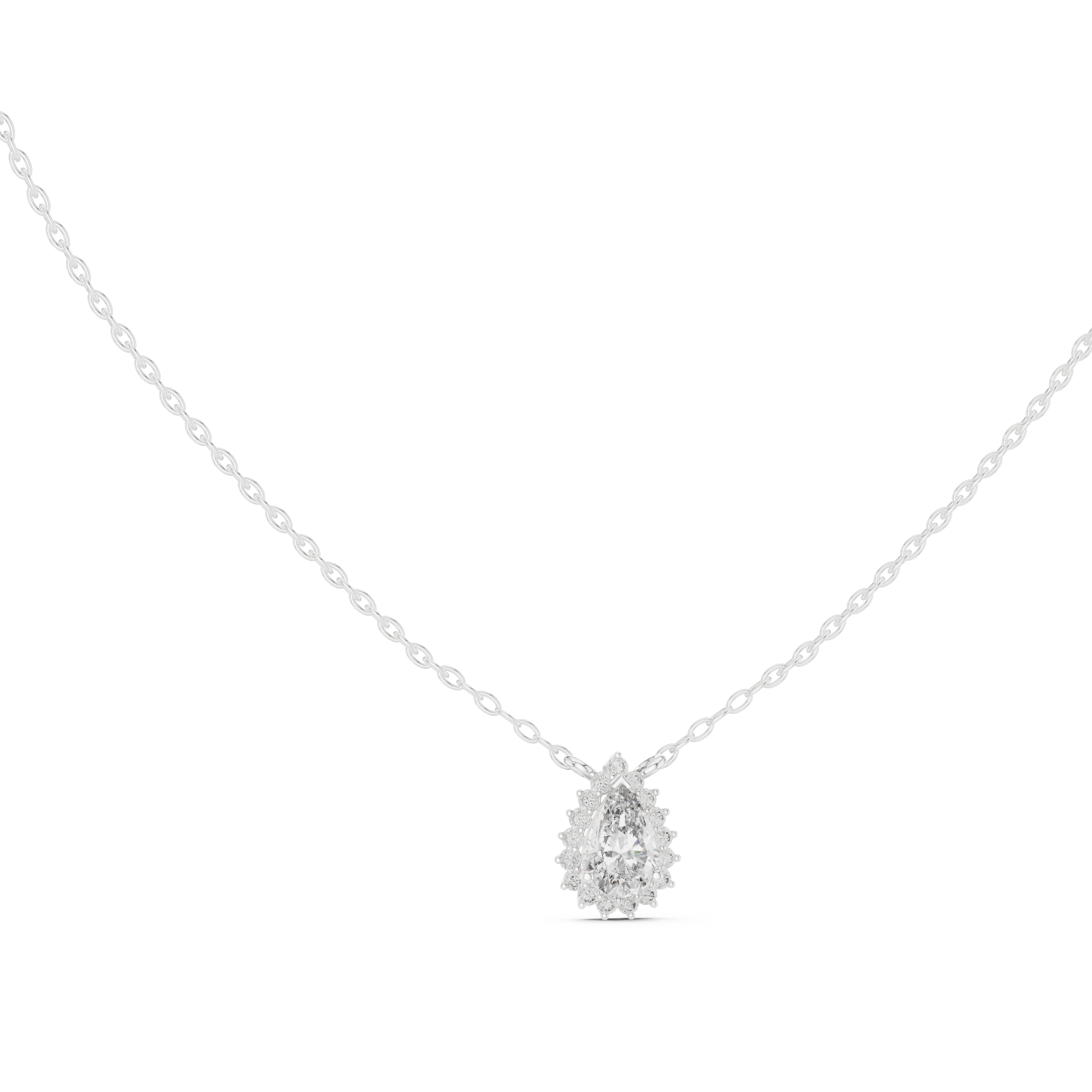 Gold 1Ct Halo Pear Lab Grown Diamond Ovixa Pendant