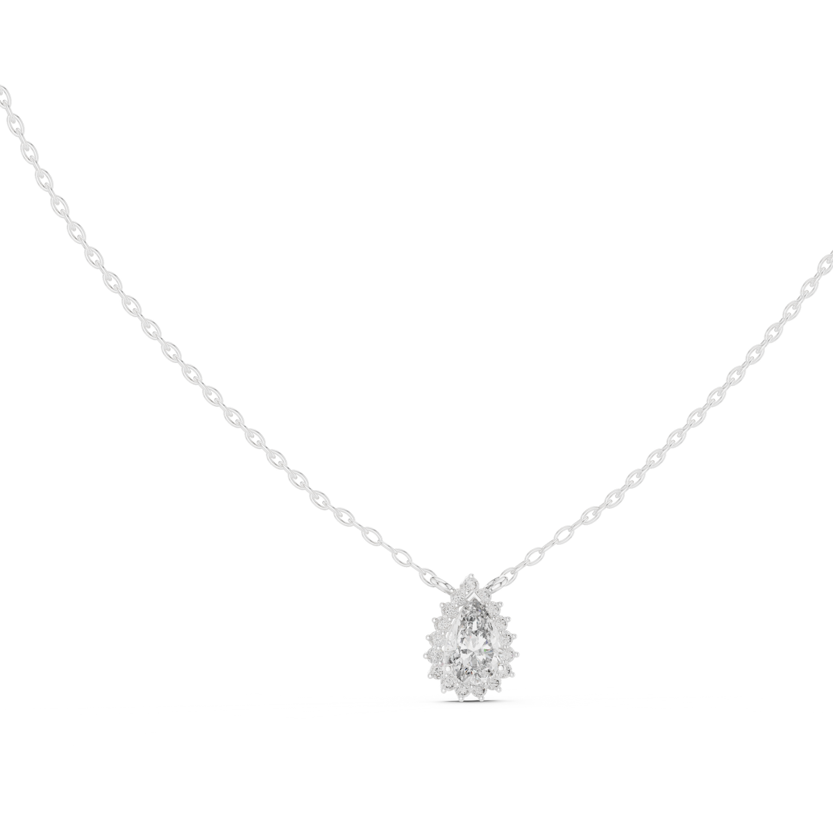Gold 1Ct Halo Pear Lab Grown Diamond Ovixa Pendant