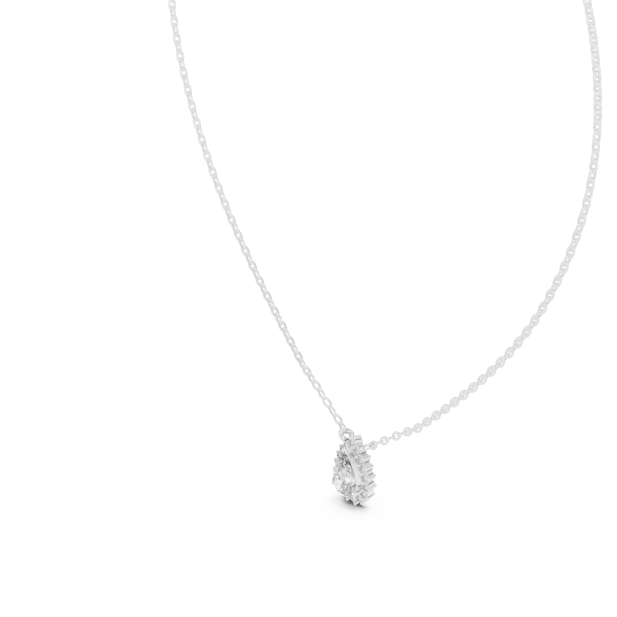 Gold 1Ct Halo Pear Lab Grown Diamond Ovixa Pendant