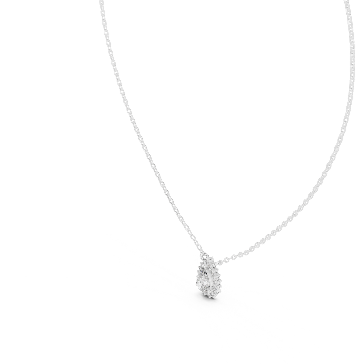 Gold 1Ct Halo Pear Lab Grown Diamond Ovixa Pendant