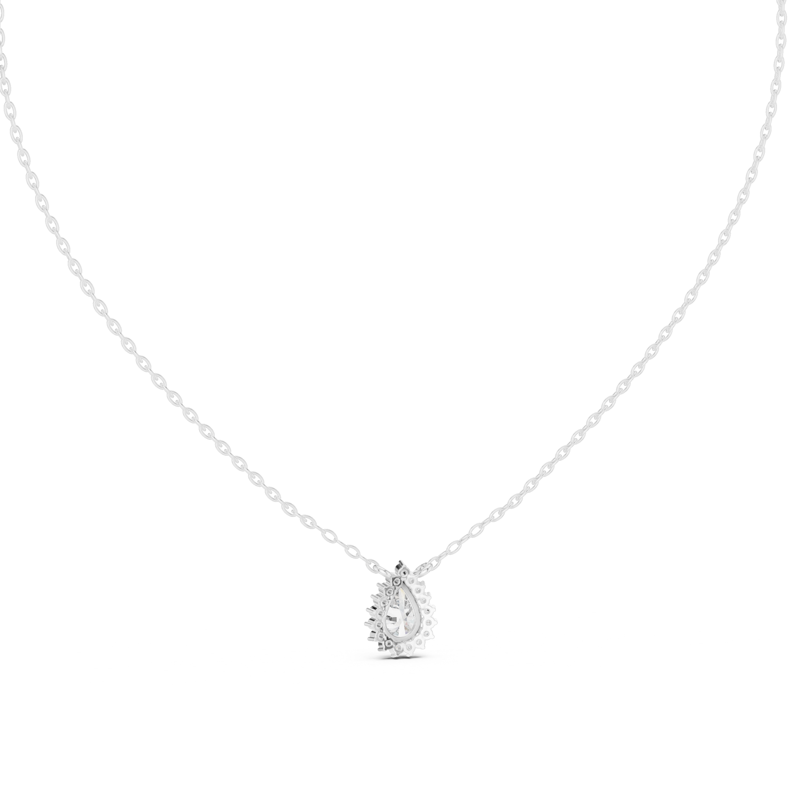 Gold 1Ct Halo Pear Lab Grown Diamond Ovixa Pendant
