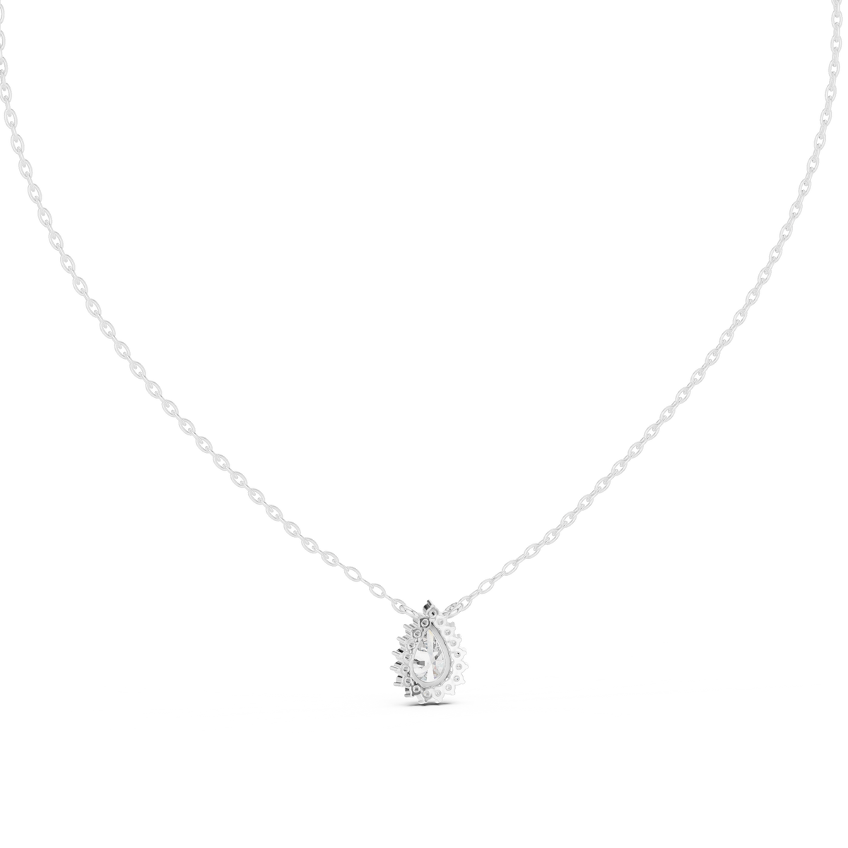 Gold 1Ct Halo Pear Lab Grown Diamond Ovixa Pendant