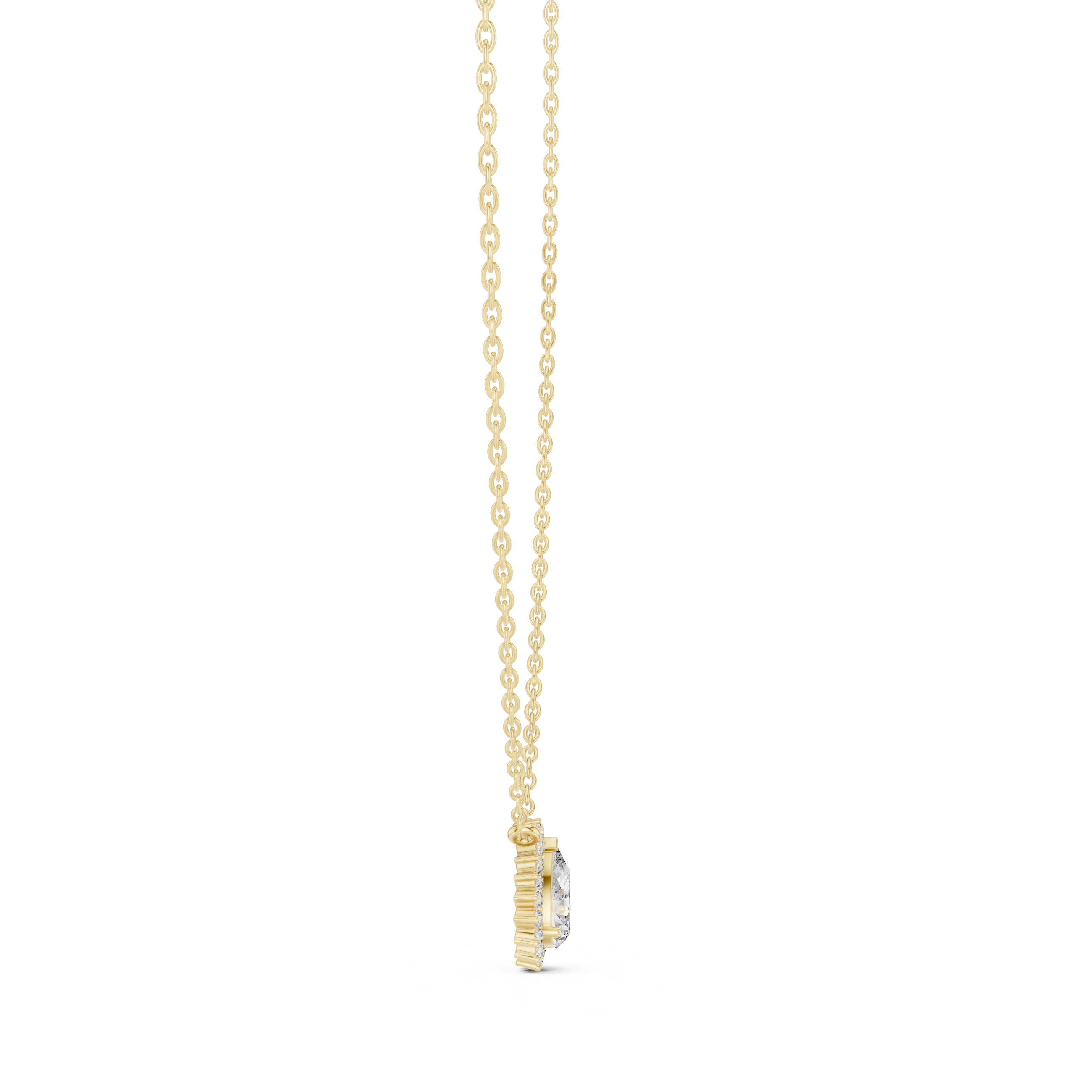 Gold 1Ct Halo Pear Lab Grown Diamond Ovixa Pendant