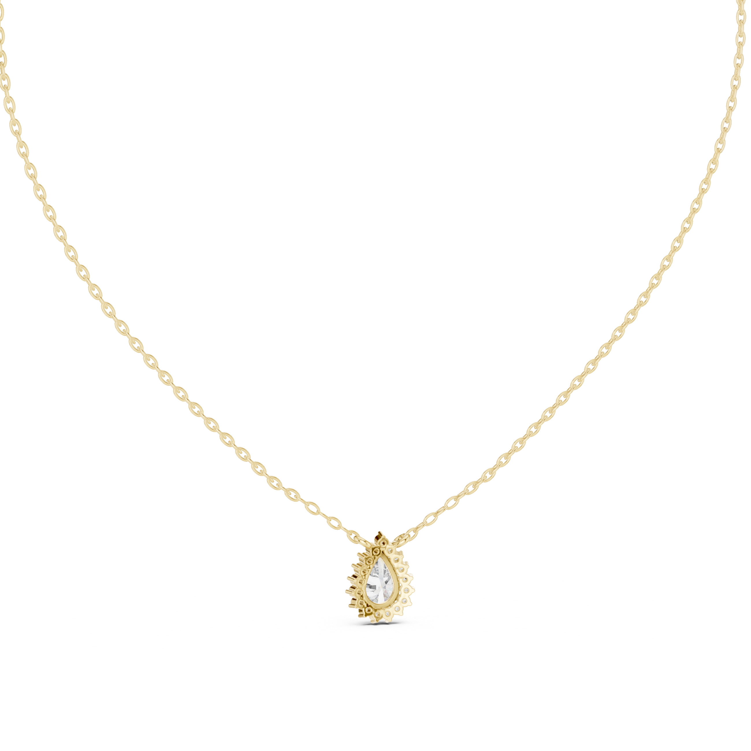 Gold 1Ct Halo Pear Lab Grown Diamond Ovixa Pendant
