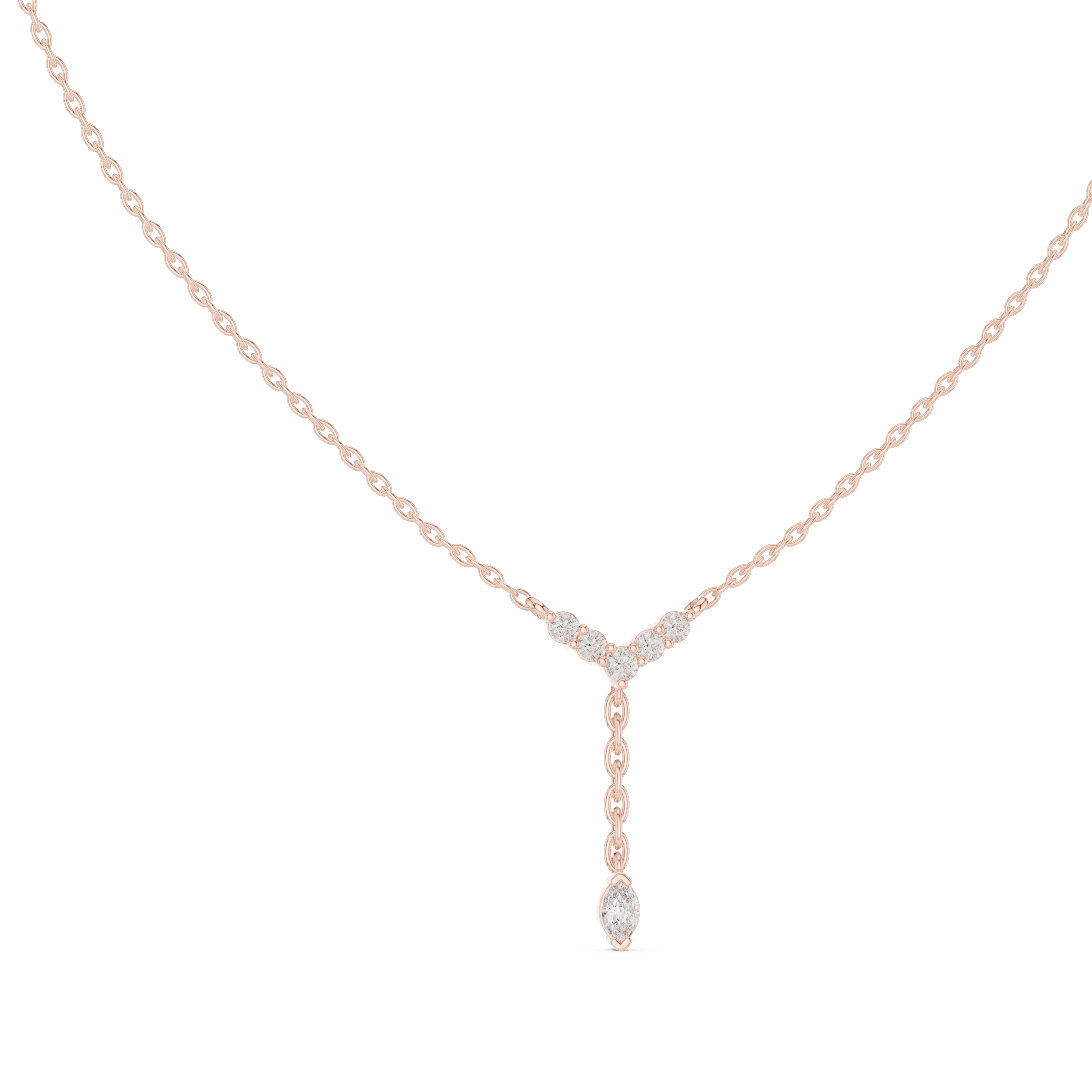 Gold Lariat Marquise Lab Grown Diamond Azyne Pendant