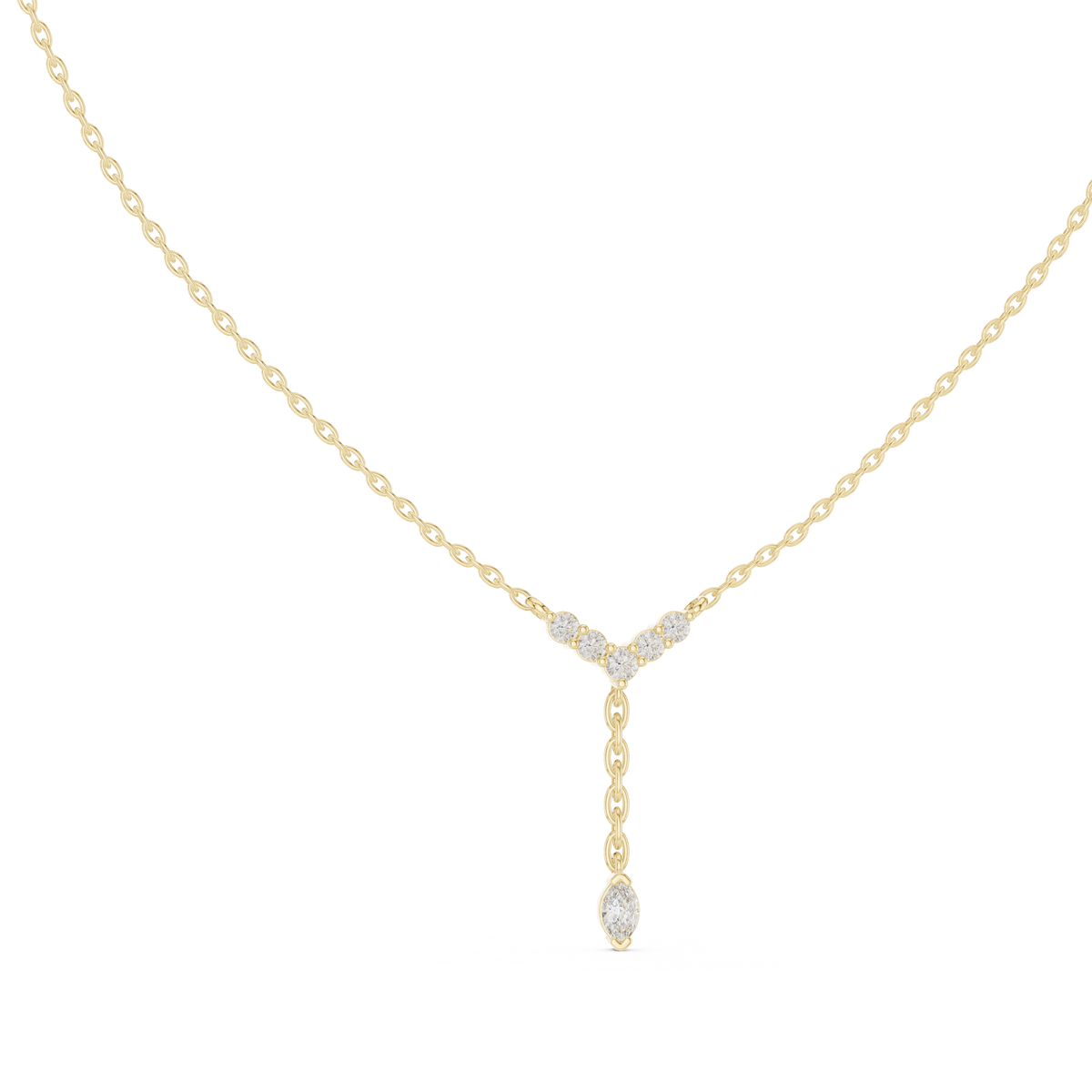 Gold Lariat Marquise Lab Grown Diamond Azyne Pendant