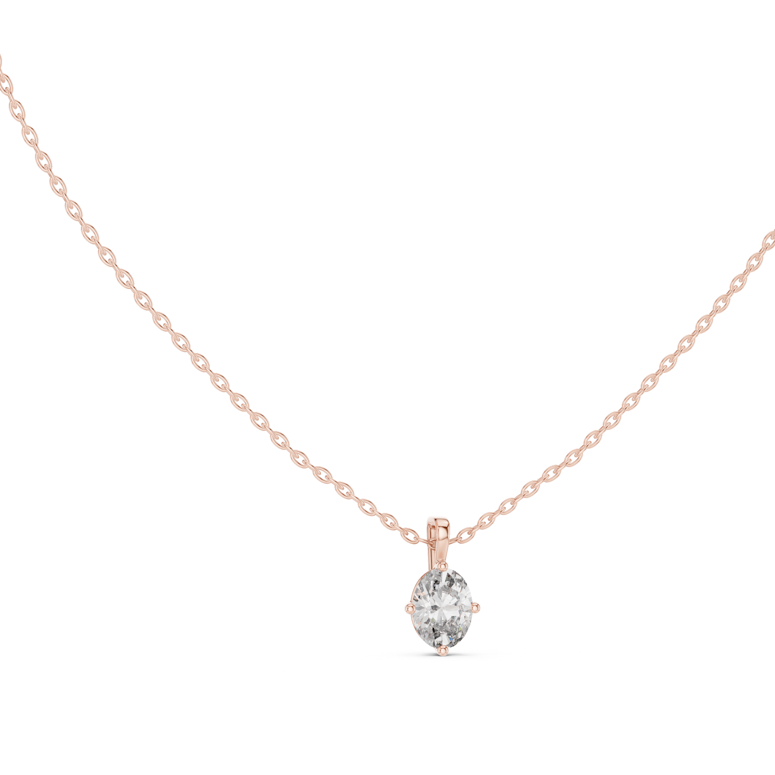 Gold 1Ct 4Prong Solitaire Oval Lab Grown Diamond Lorcan Pendant