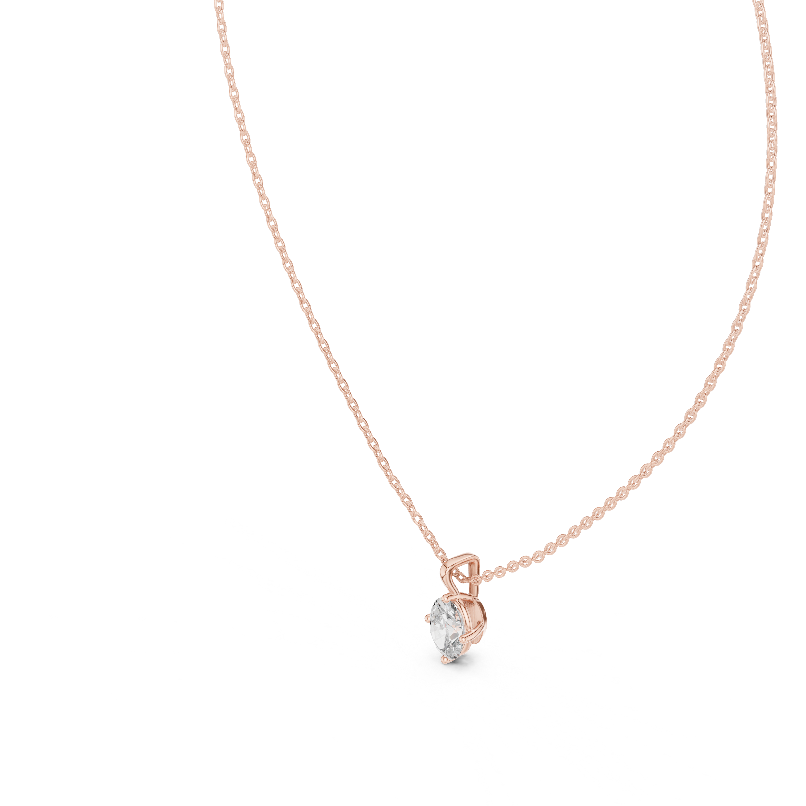 Gold 1Ct 4Prong Solitaire Oval Lab Grown Diamond Lorcan Pendant