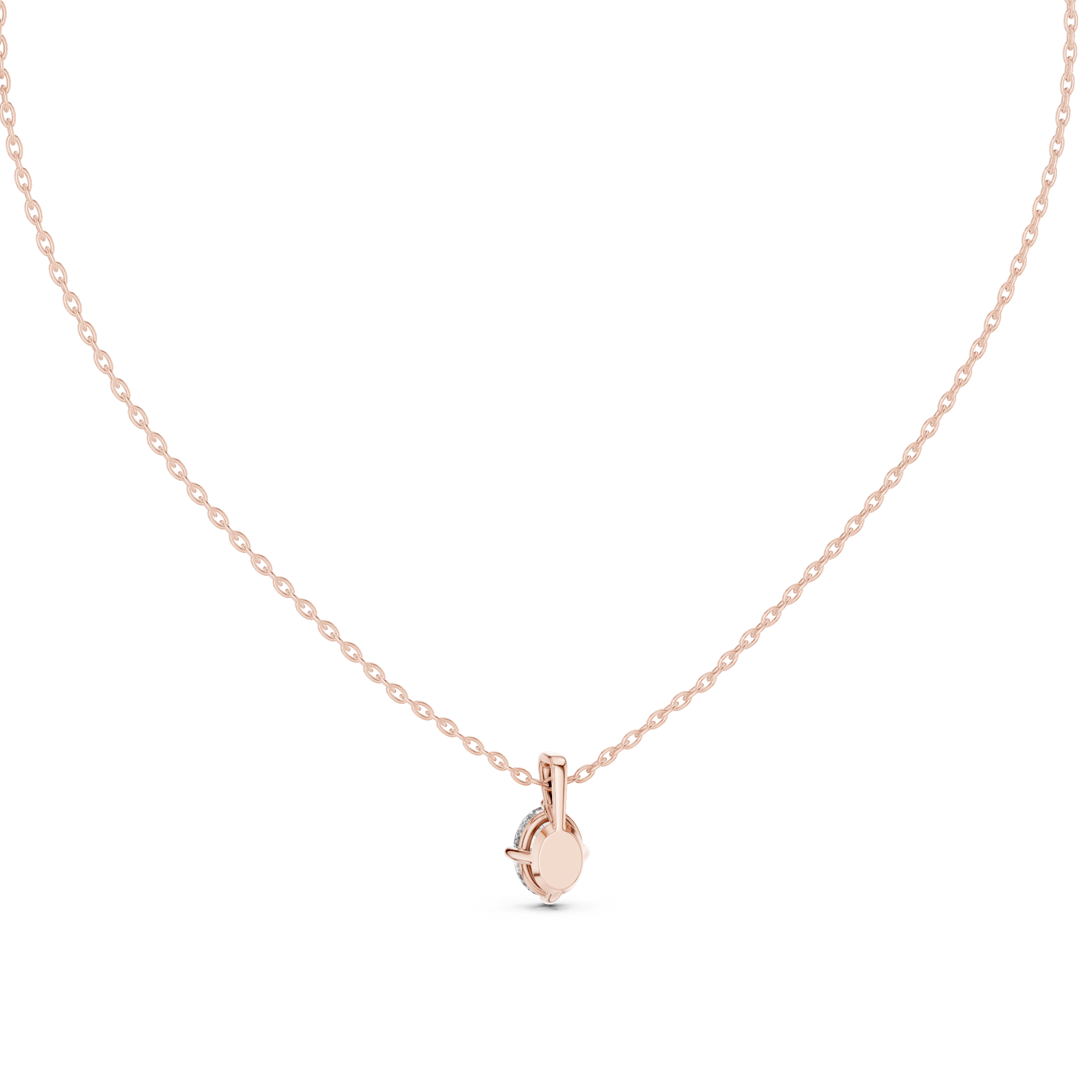 Gold 1Ct 4Prong Solitaire Oval Lab Grown Diamond Lorcan Pendant