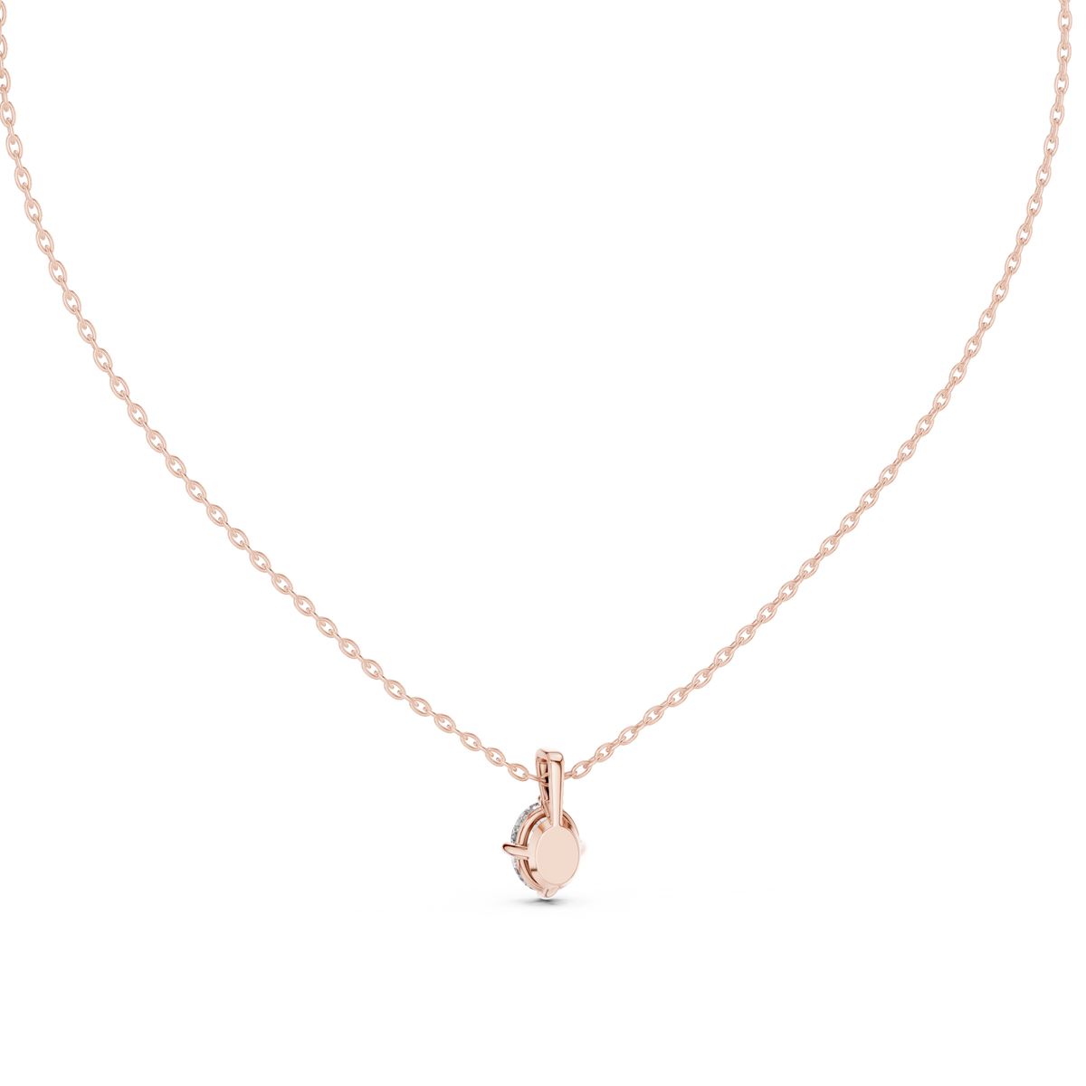 Gold 1Ct 4Prong Solitaire Oval Lab Grown Diamond Lorcan Pendant
