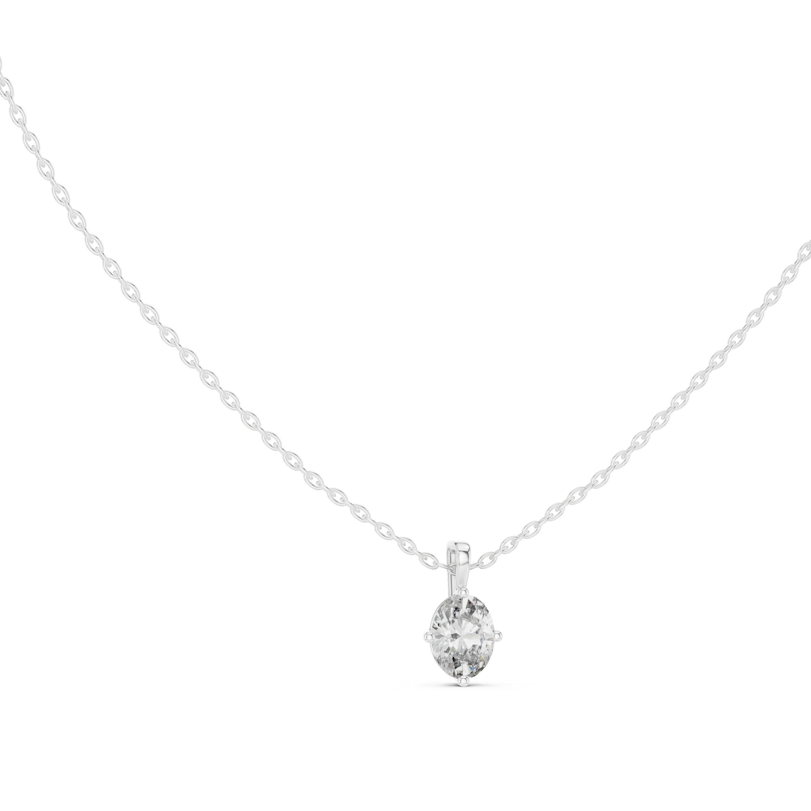 Gold 1Ct 4Prong Solitaire Oval Lab Grown Diamond Lorcan Pendant