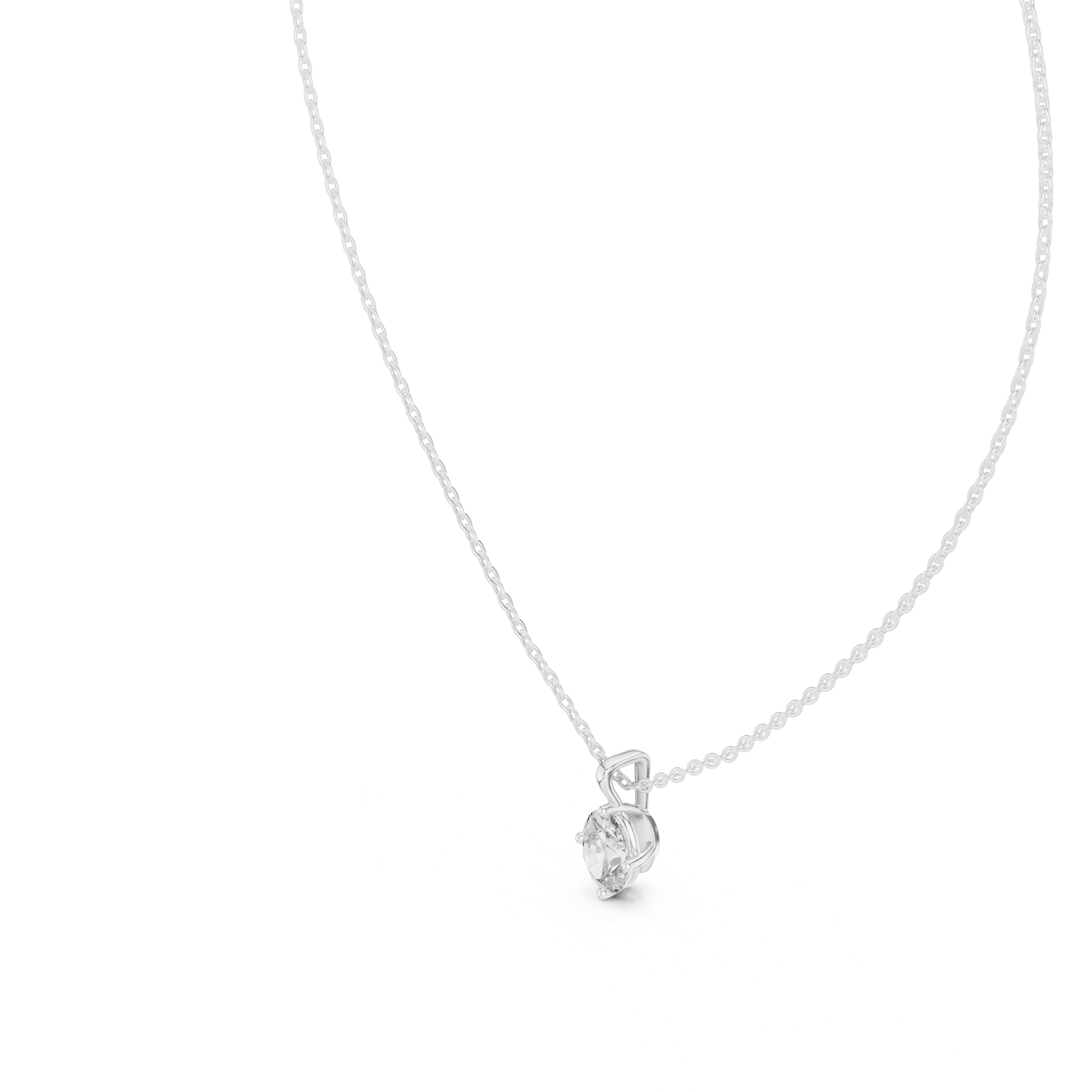 Gold 1Ct 4Prong Solitaire Oval Lab Grown Diamond Lorcan Pendant