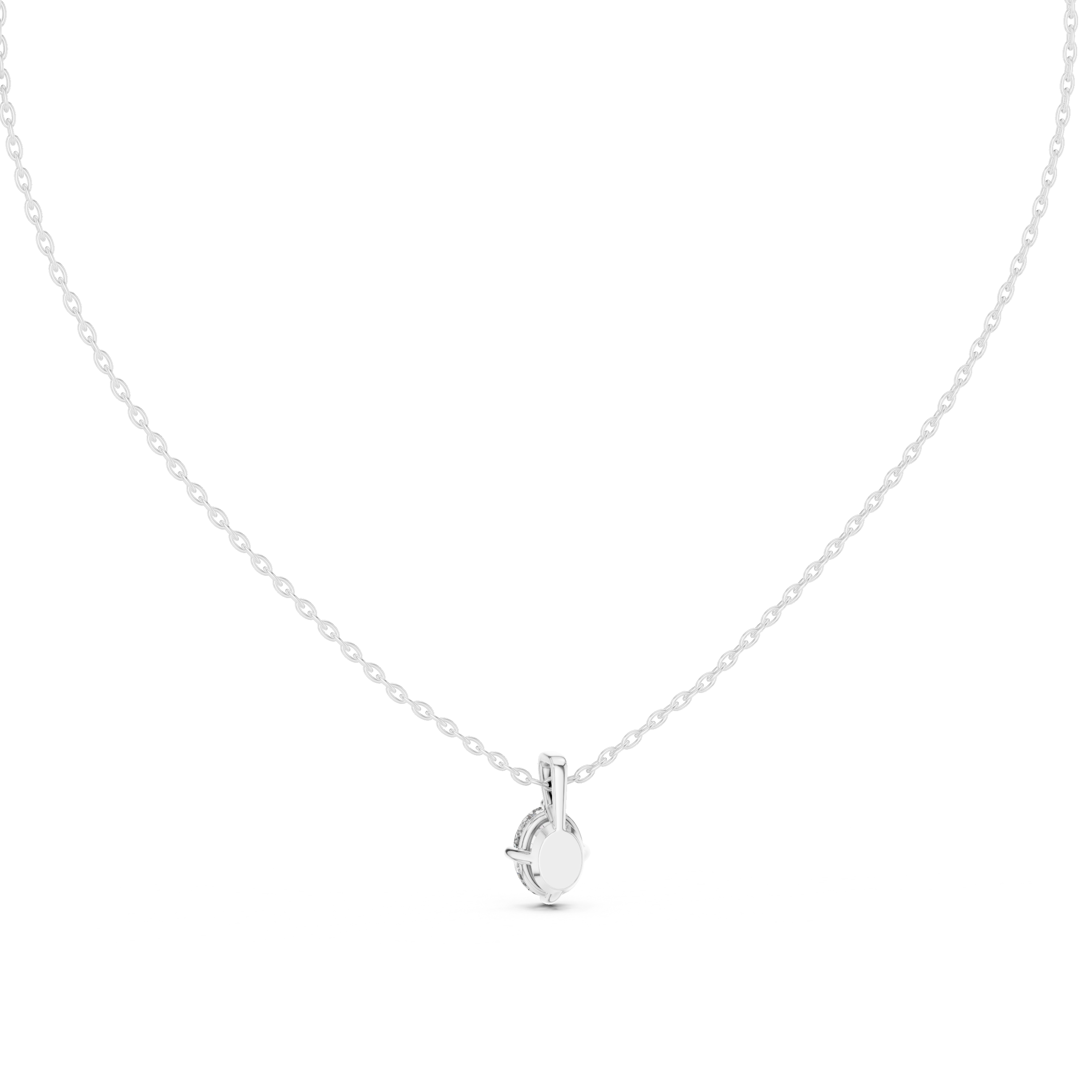 Gold 1Ct 4Prong Solitaire Oval Lab Grown Diamond Lorcan Pendant
