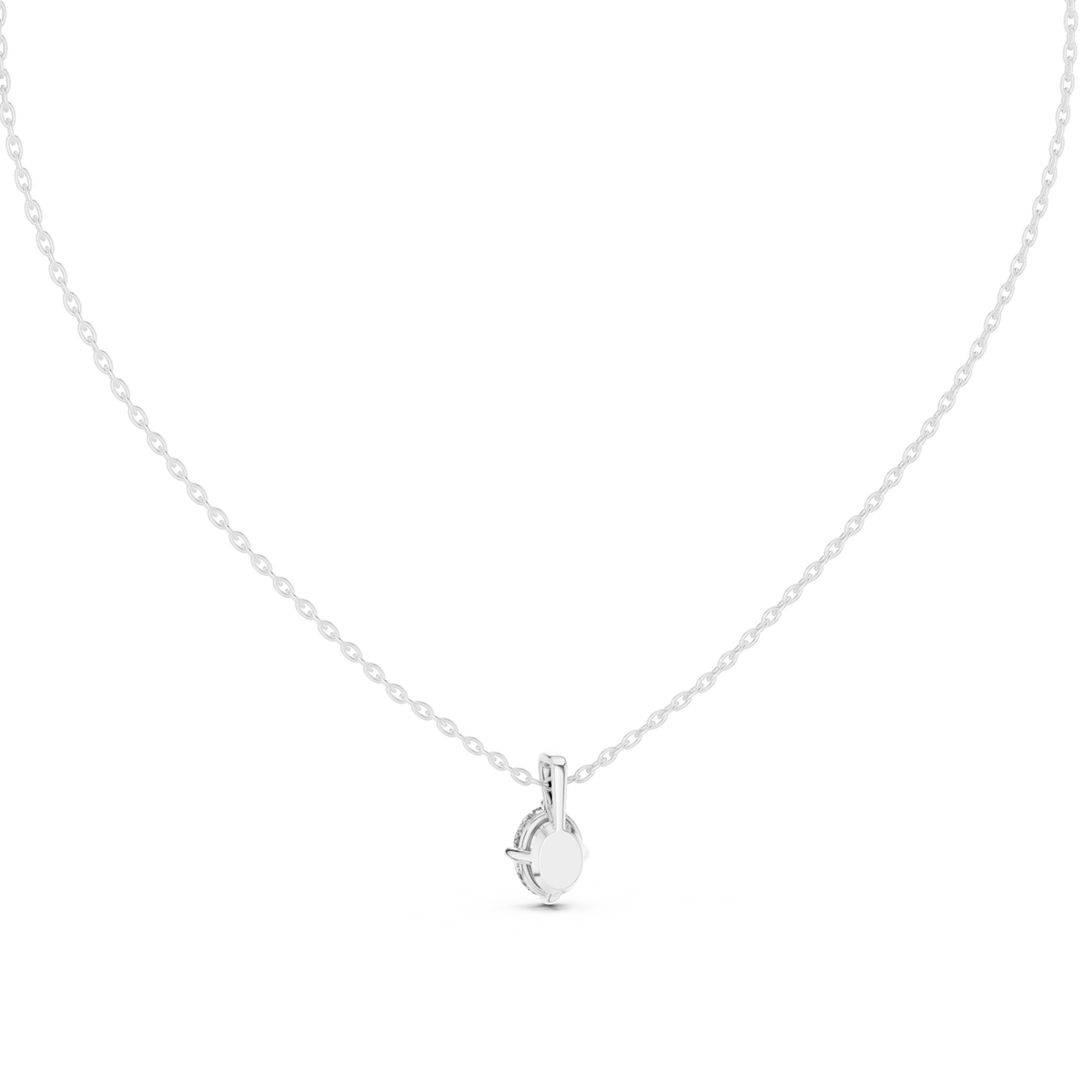 Gold 1Ct 4Prong Solitaire Oval Lab Grown Diamond Lorcan Pendant