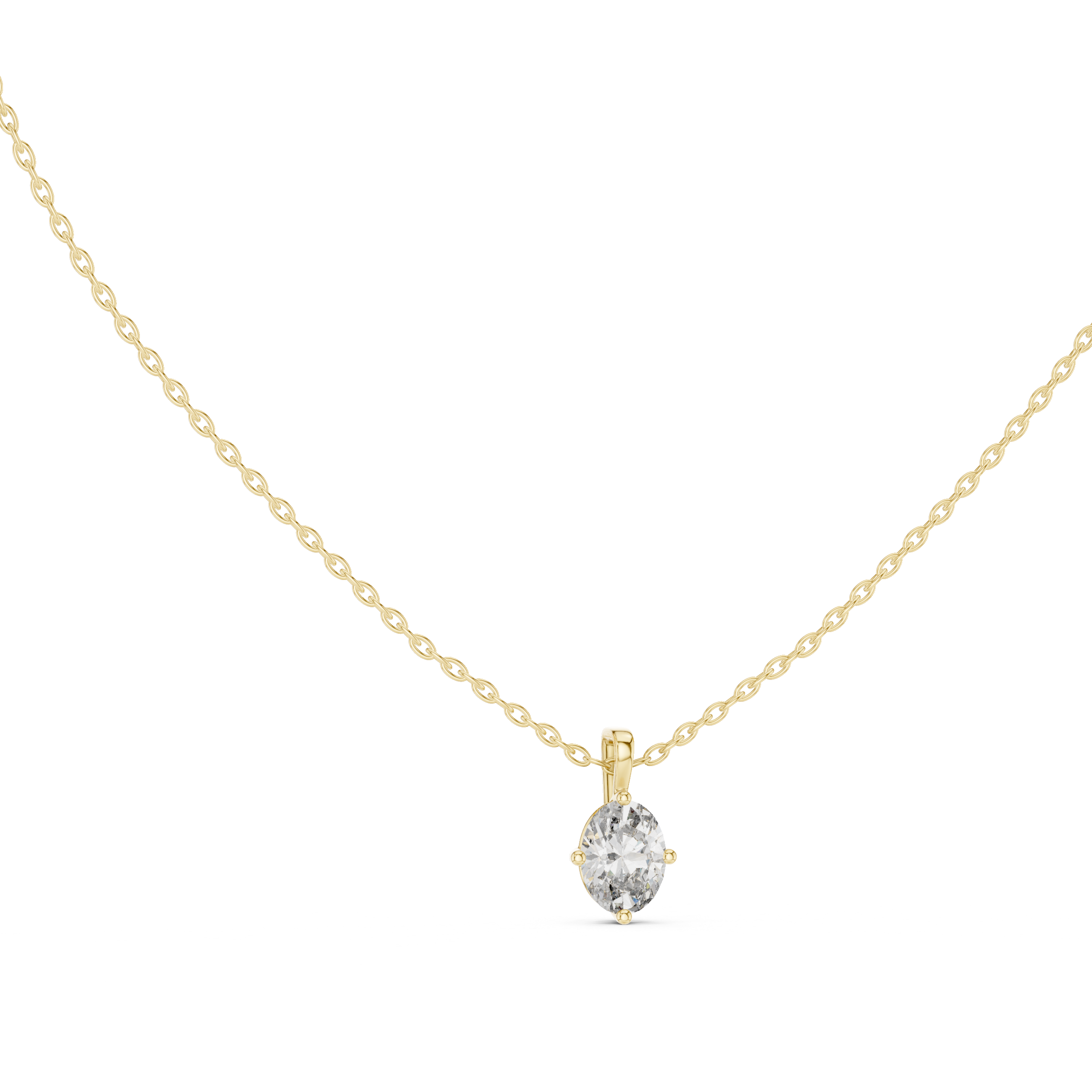 Gold 1Ct 4Prong Solitaire Oval Lab Grown Diamond Lorcan Pendant