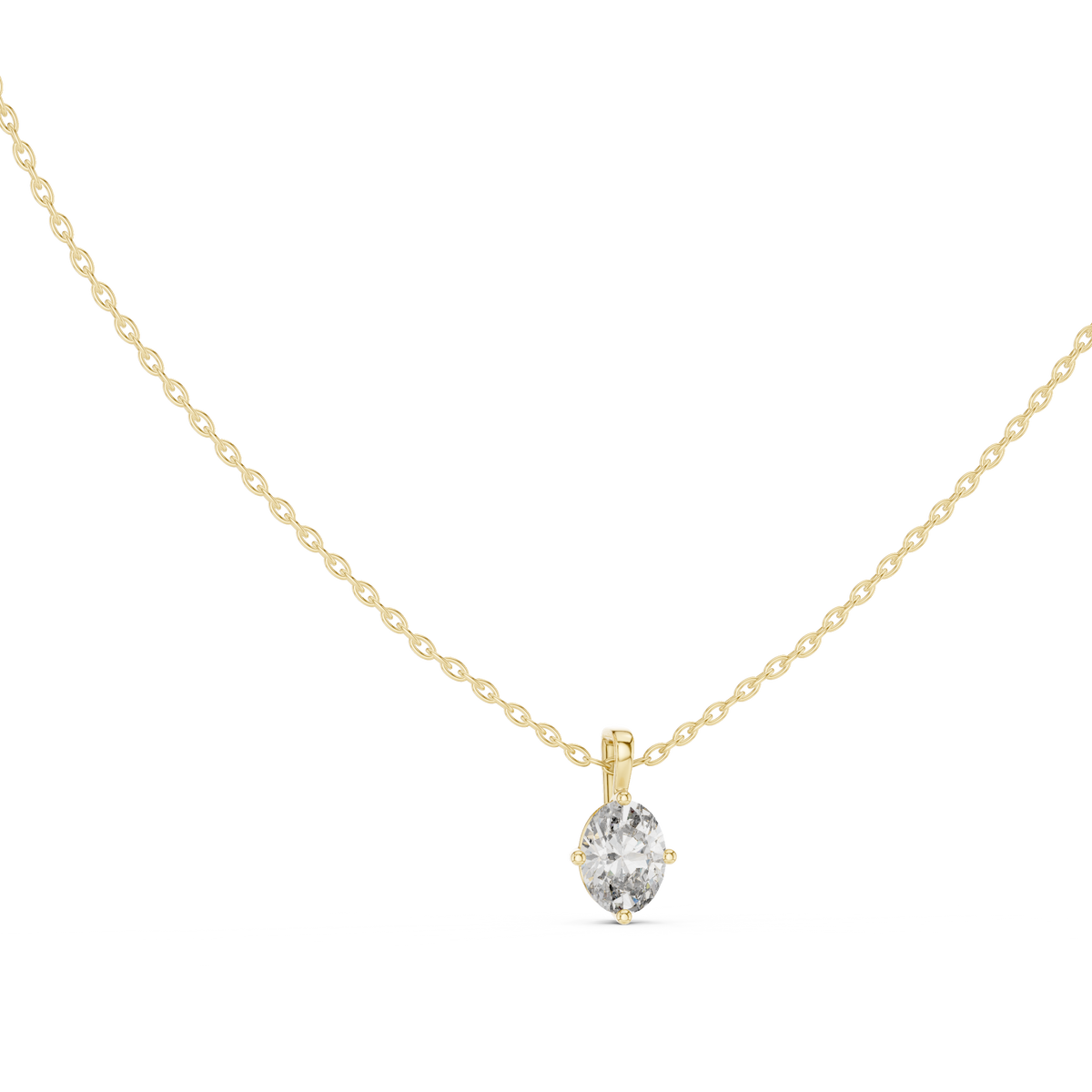 Gold 1Ct 4Prong Solitaire Oval Lab Grown Diamond Lorcan Pendant