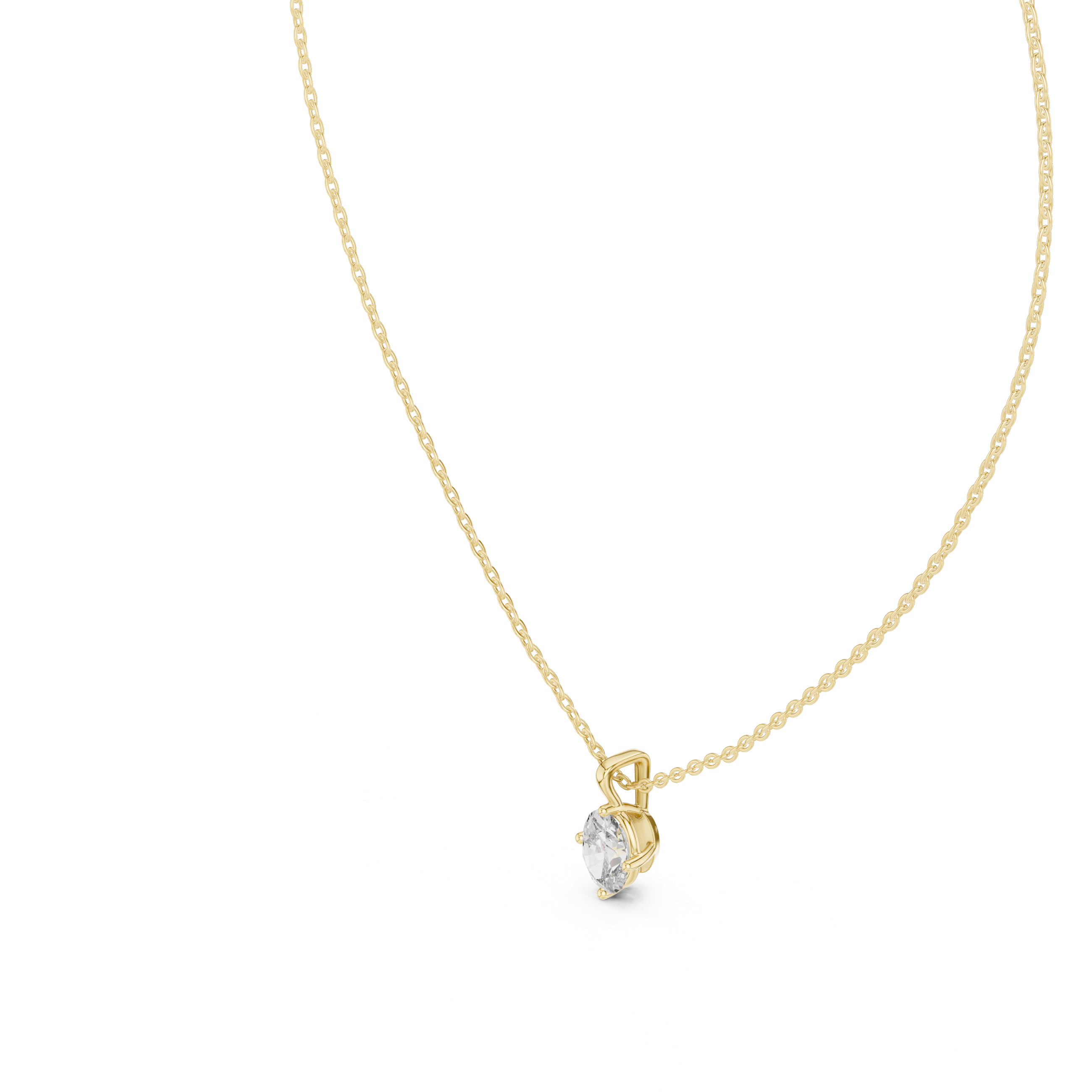 Gold 1Ct 4Prong Solitaire Oval Lab Grown Diamond Lorcan Pendant