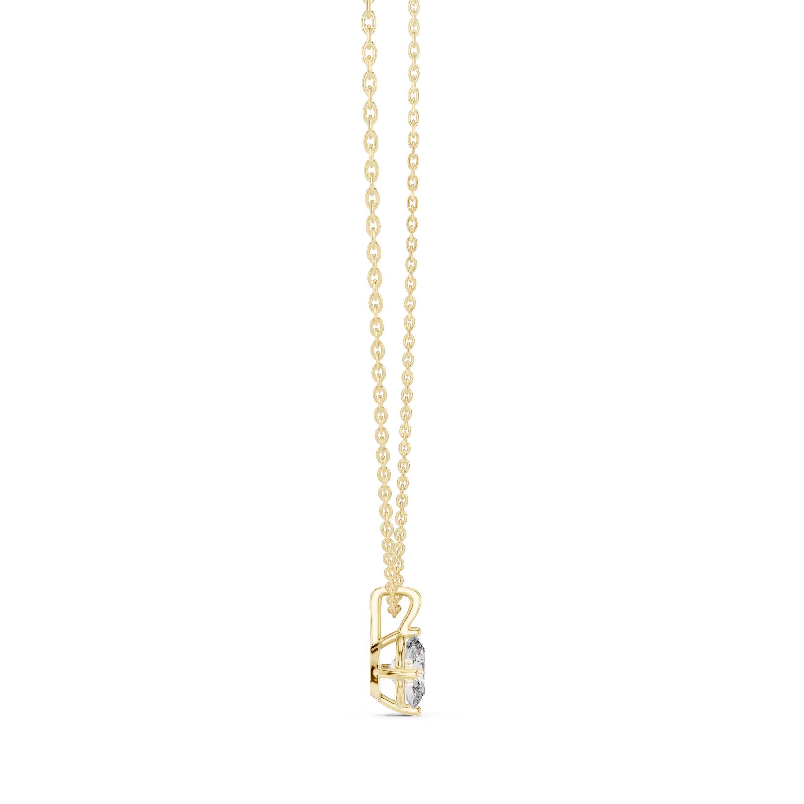 Gold 1Ct 4Prong Solitaire Oval Lab Grown Diamond Lorcan Pendant