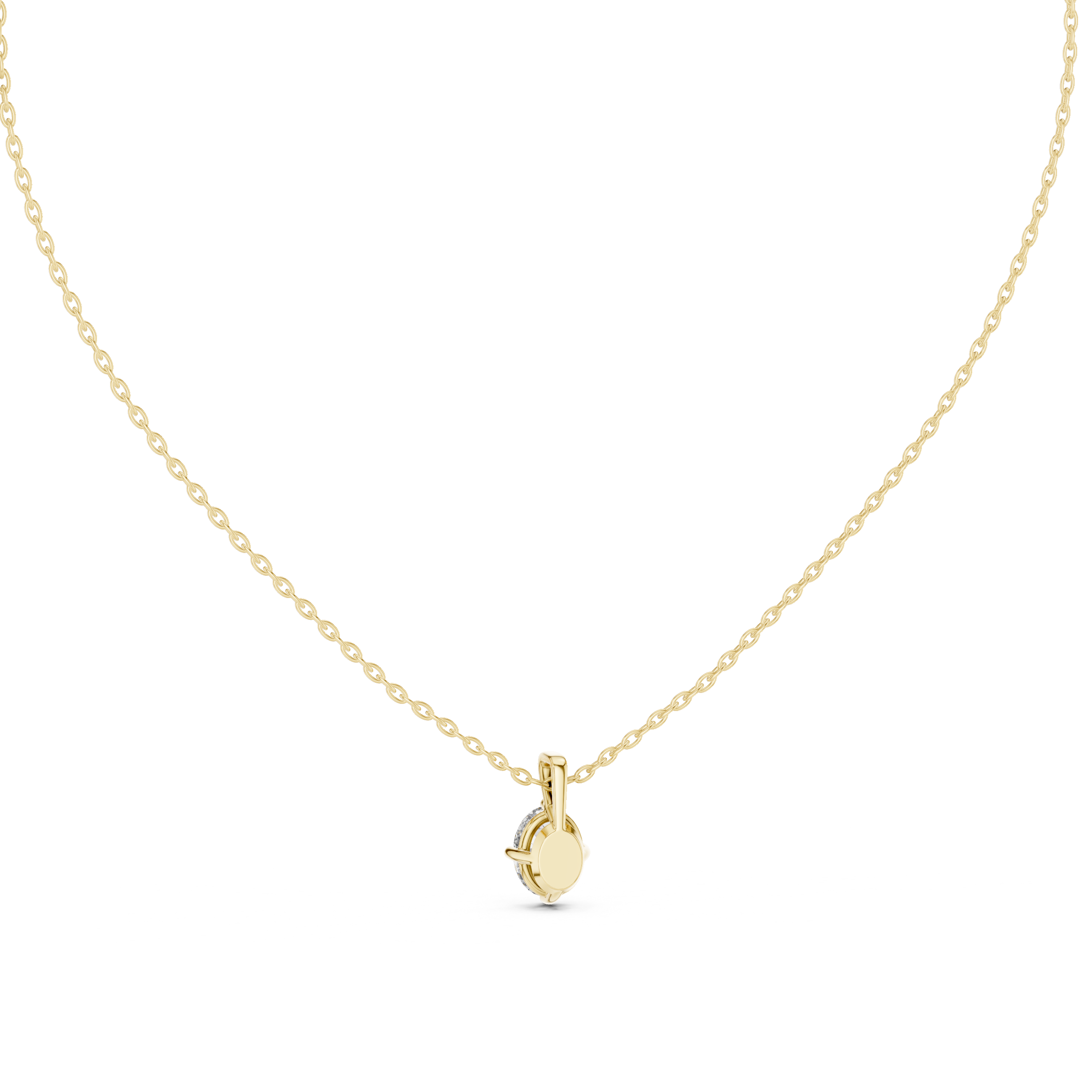 Gold 1Ct 4Prong Solitaire Oval Lab Grown Diamond Lorcan Pendant