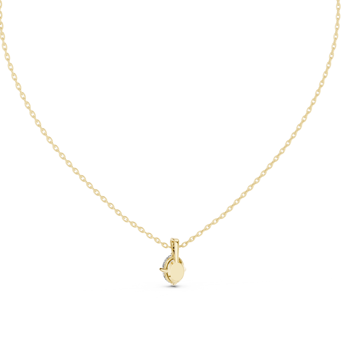 Gold 1Ct 4Prong Solitaire Oval Lab Grown Diamond Lorcan Pendant