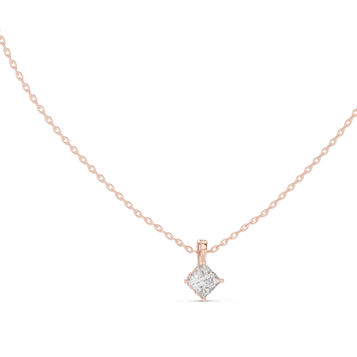 Gold 1Ct 4Prong Solitaire Princess Lab Grown Diamond Azura Pendant
