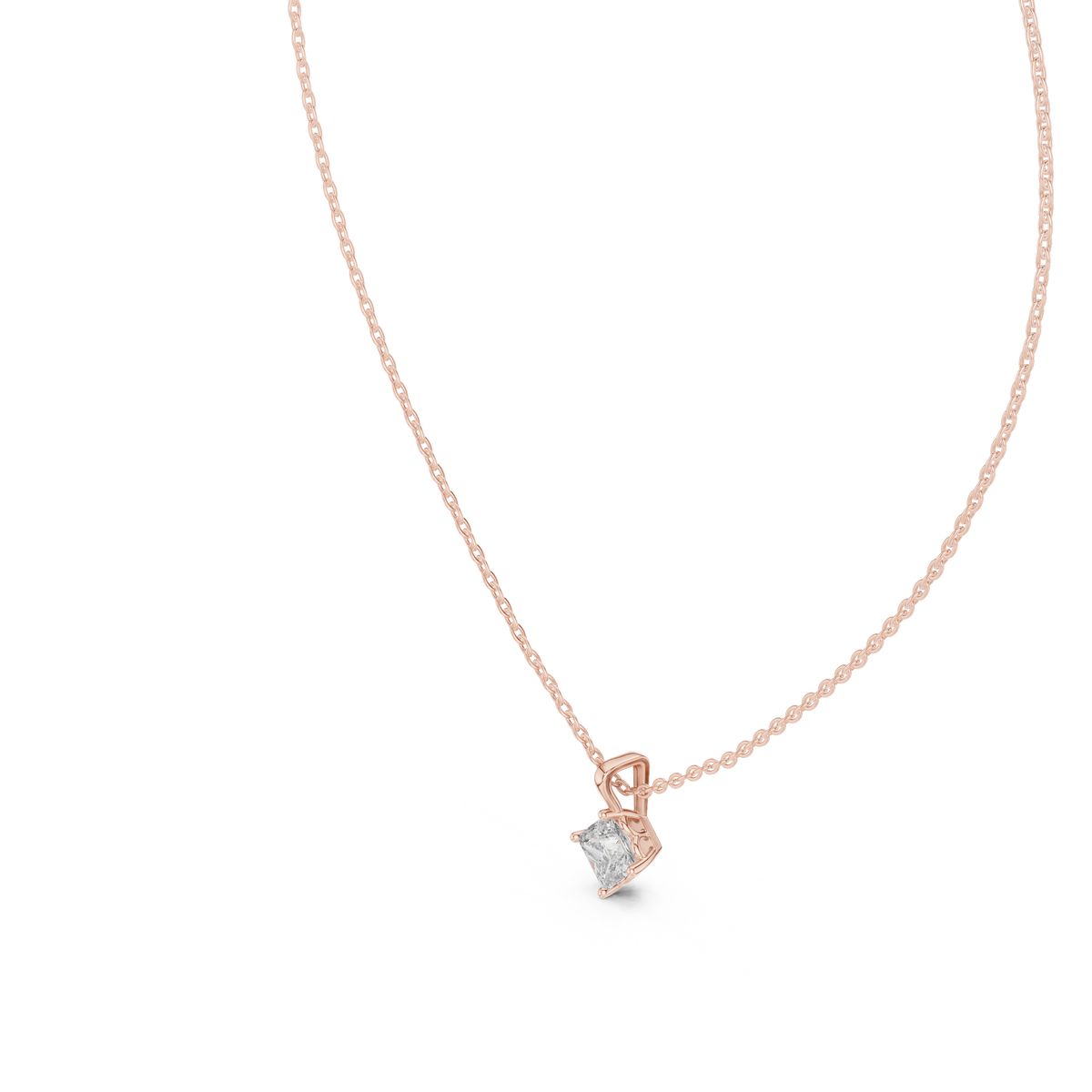 Gold 1Ct 4Prong Solitaire Princess Lab Grown Diamond Azura Pendant