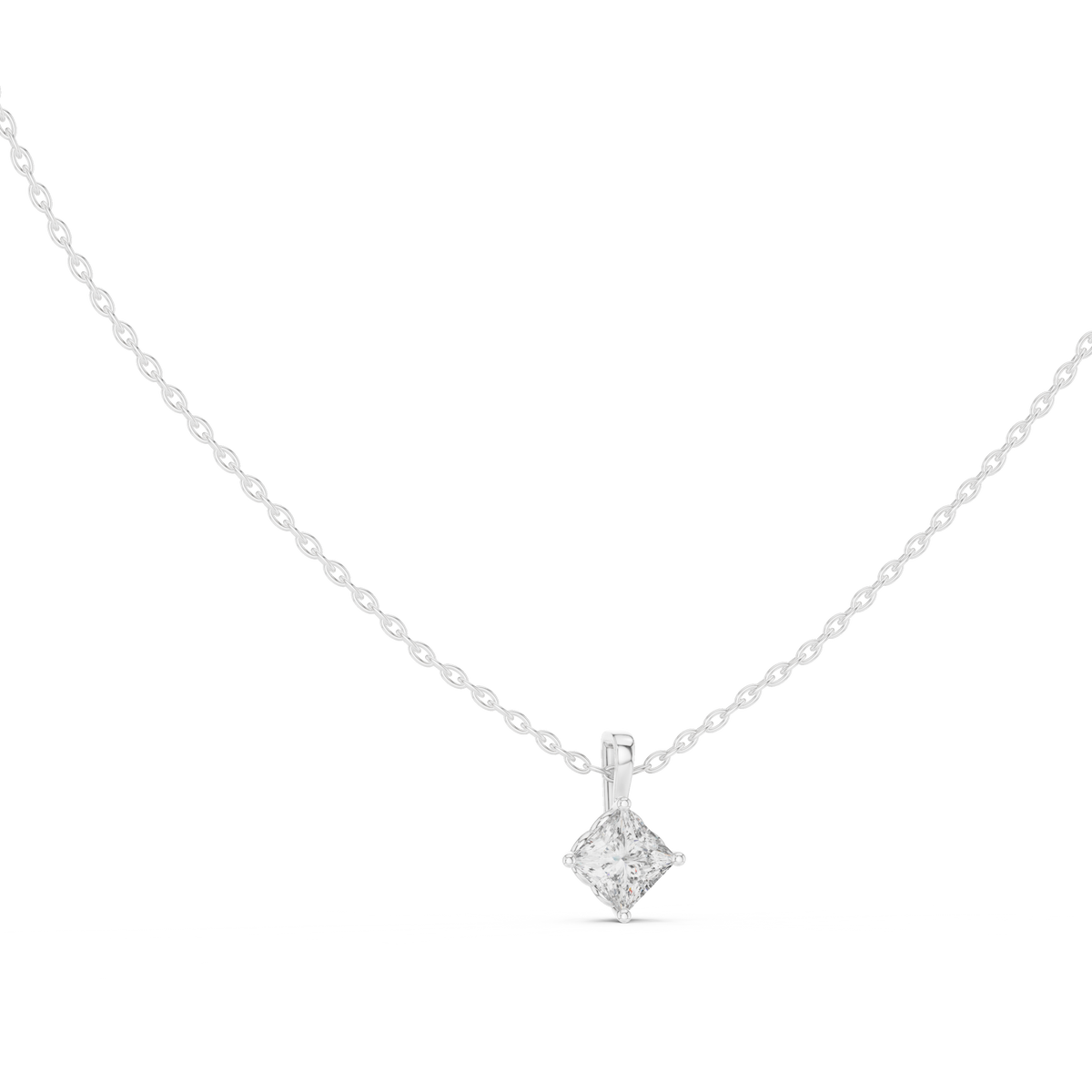 Gold 1Ct 4Prong Solitaire Princess Lab Grown Diamond Azura Pendant