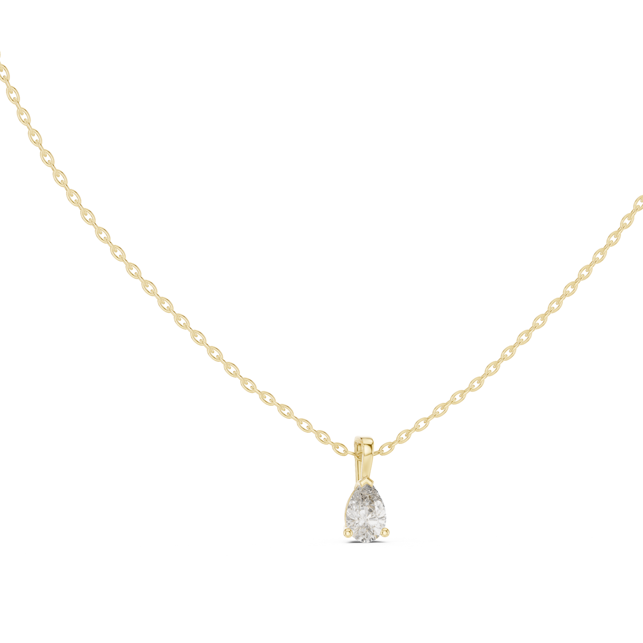 Gold 1Ct Solitaire Pear Lab Grown Diamond Beco Pendant