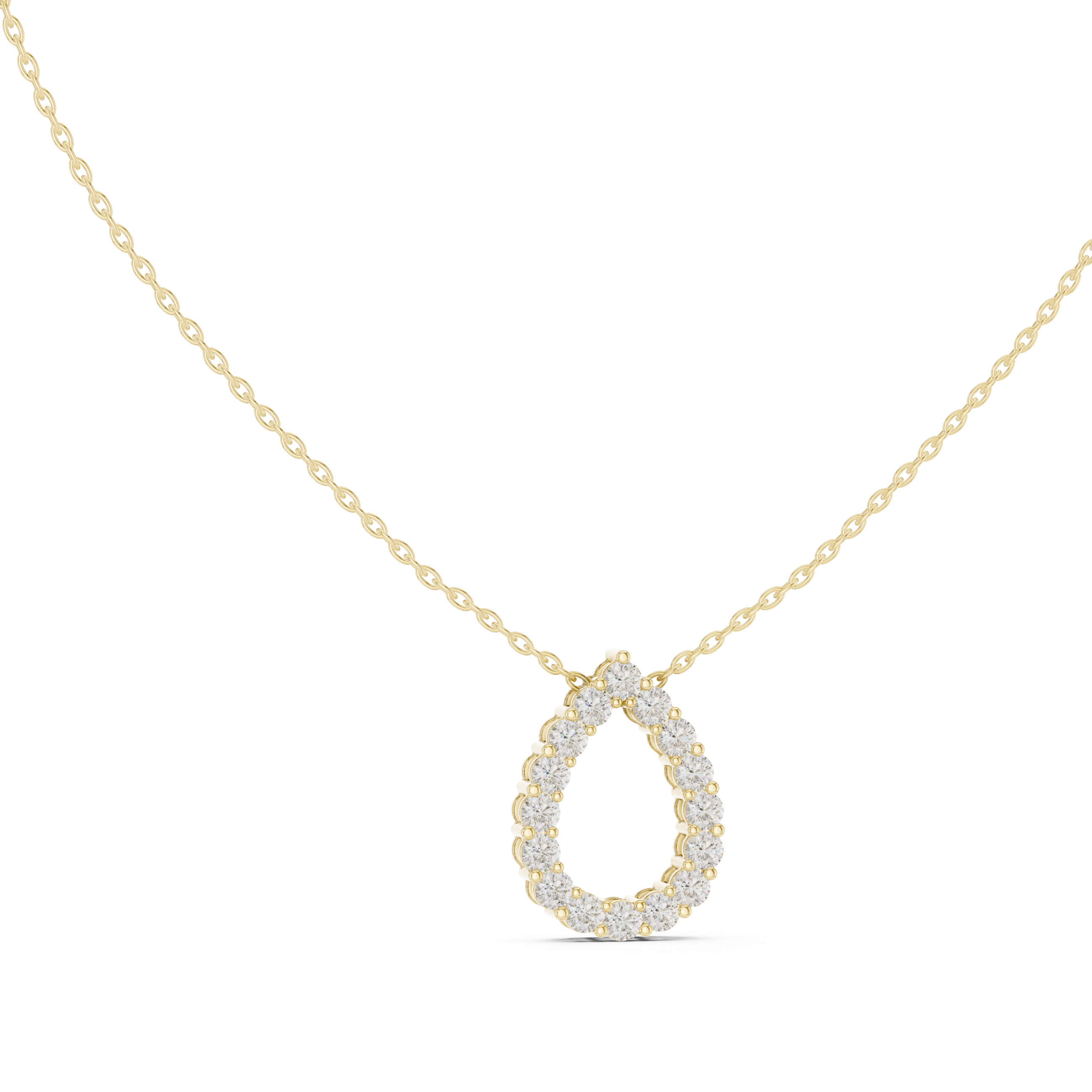 Gold 1Ct Channel Halo Pear Lab Grown Diamond Klyza Pendant