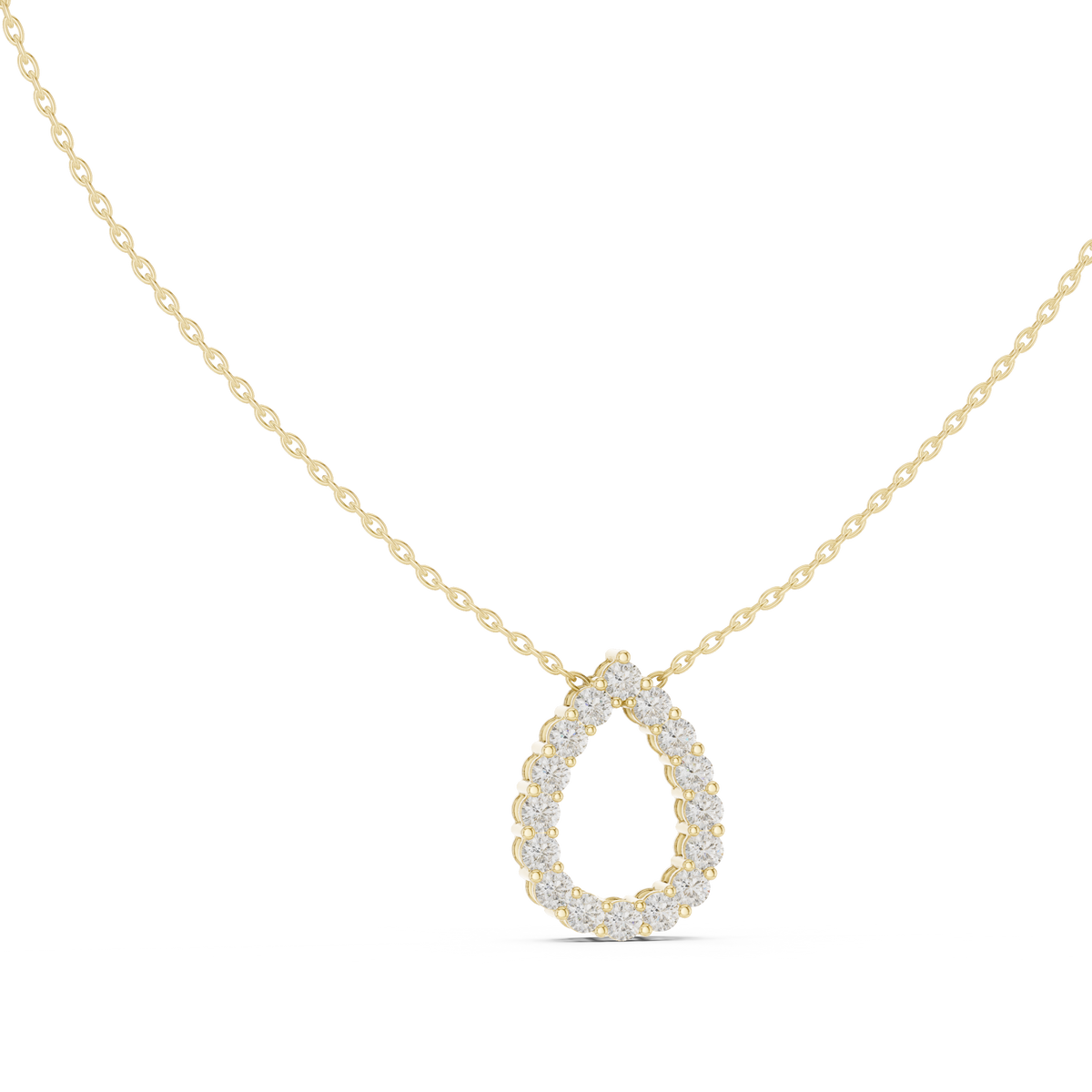 Gold 1Ct Channel Halo Pear Lab Grown Diamond Klyza Pendant