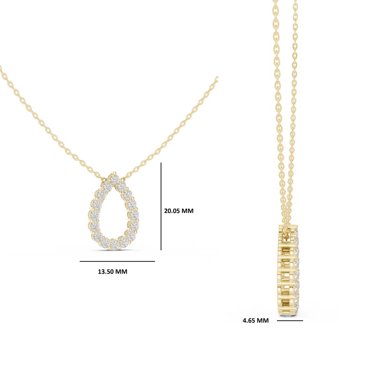 Gold 1Ct Channel Halo Pear Lab Grown Diamond Klyza Pendant