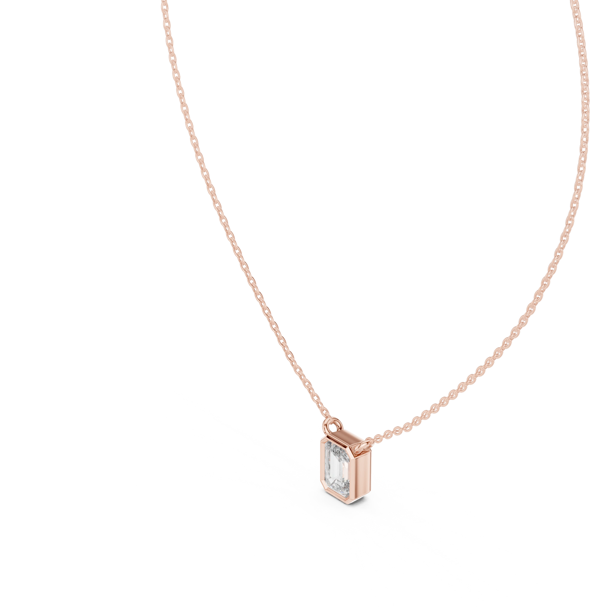 Gold 2Ct Bezel Setting Solitaire Emerald Lab Grown Diamond Fifi Pendant