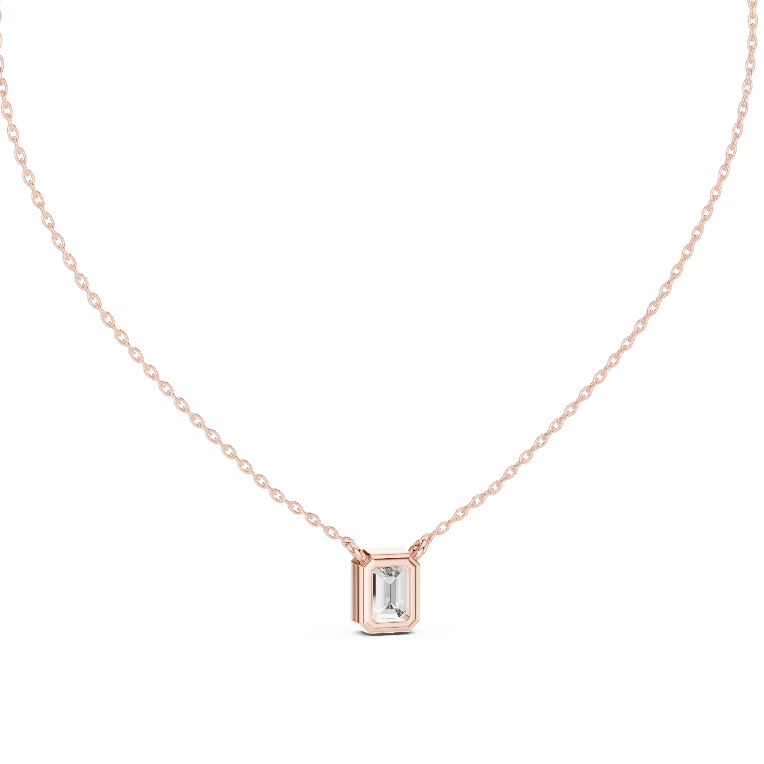 Gold 2Ct Bezel Setting Solitaire Emerald Lab Grown Diamond Fifi Pendant