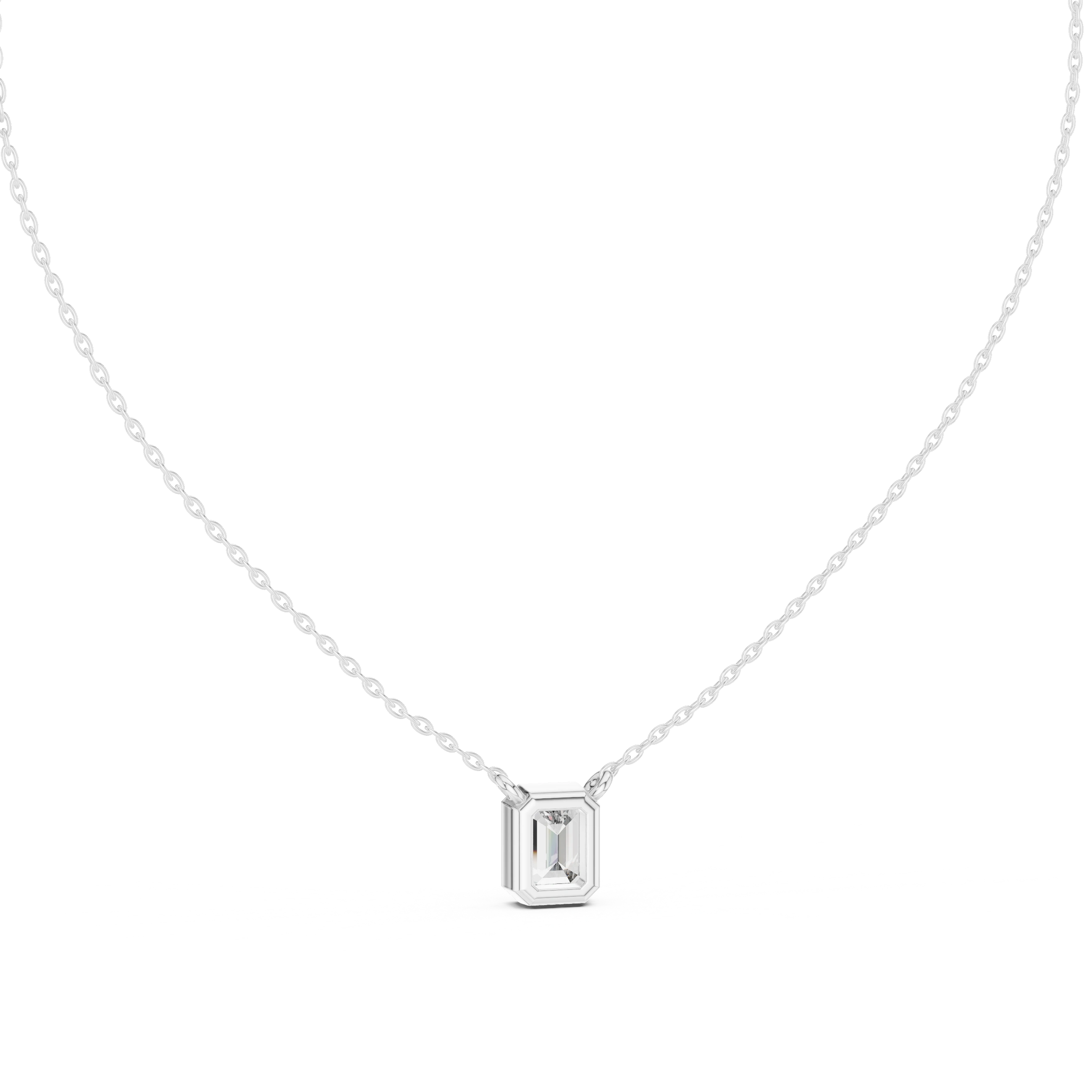 Gold 2Ct Bezel Setting Solitaire Emerald Lab Grown Diamond Fifi Pendant